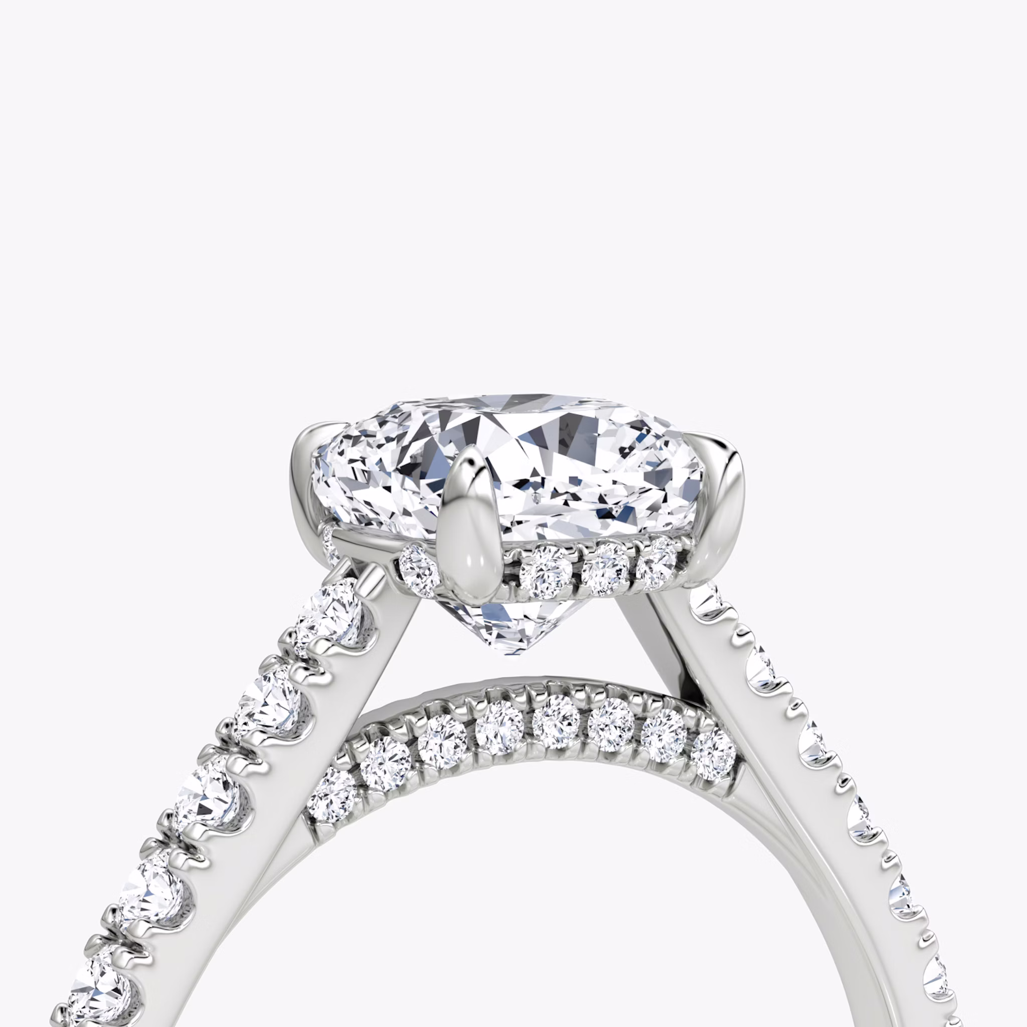 The Pavé Bridge | Cushion | 18k | White Gold | bandAccent: Pavé | diamondOrientation: vertical | caratWeight: other