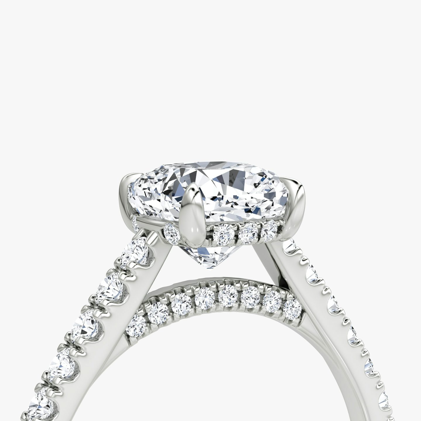 The Pavé Bridge | Cushion | 18k | White Gold | bandAccent: Pavé | diamondOrientation: vertical | caratWeight: other