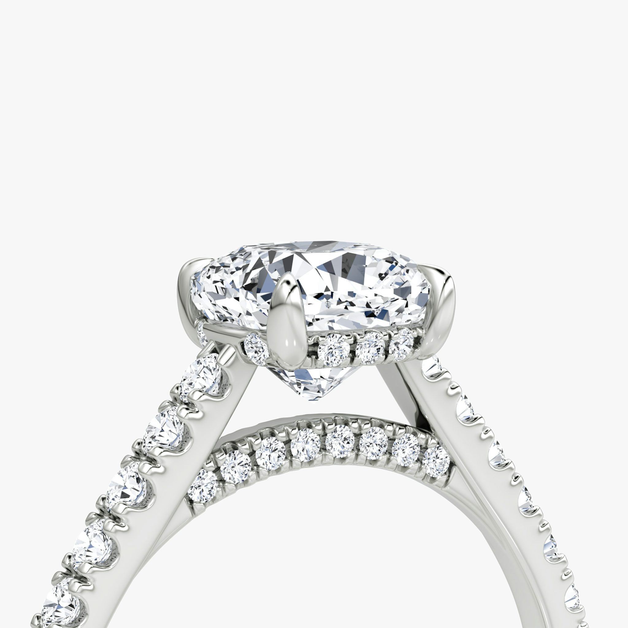 The Pavé Bridge | Cushion | 18k | White Gold | bandAccent: Pavé | diamondOrientation: vertical | caratWeight: other