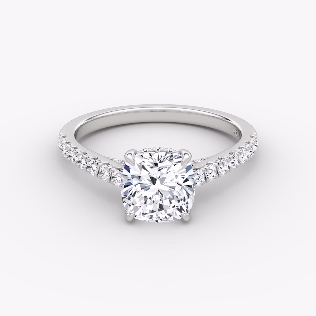 The Pavé Bridge | Cushion | Platinum | bandAccent: Pavé | diamondOrientation: vertical | caratWeight: other