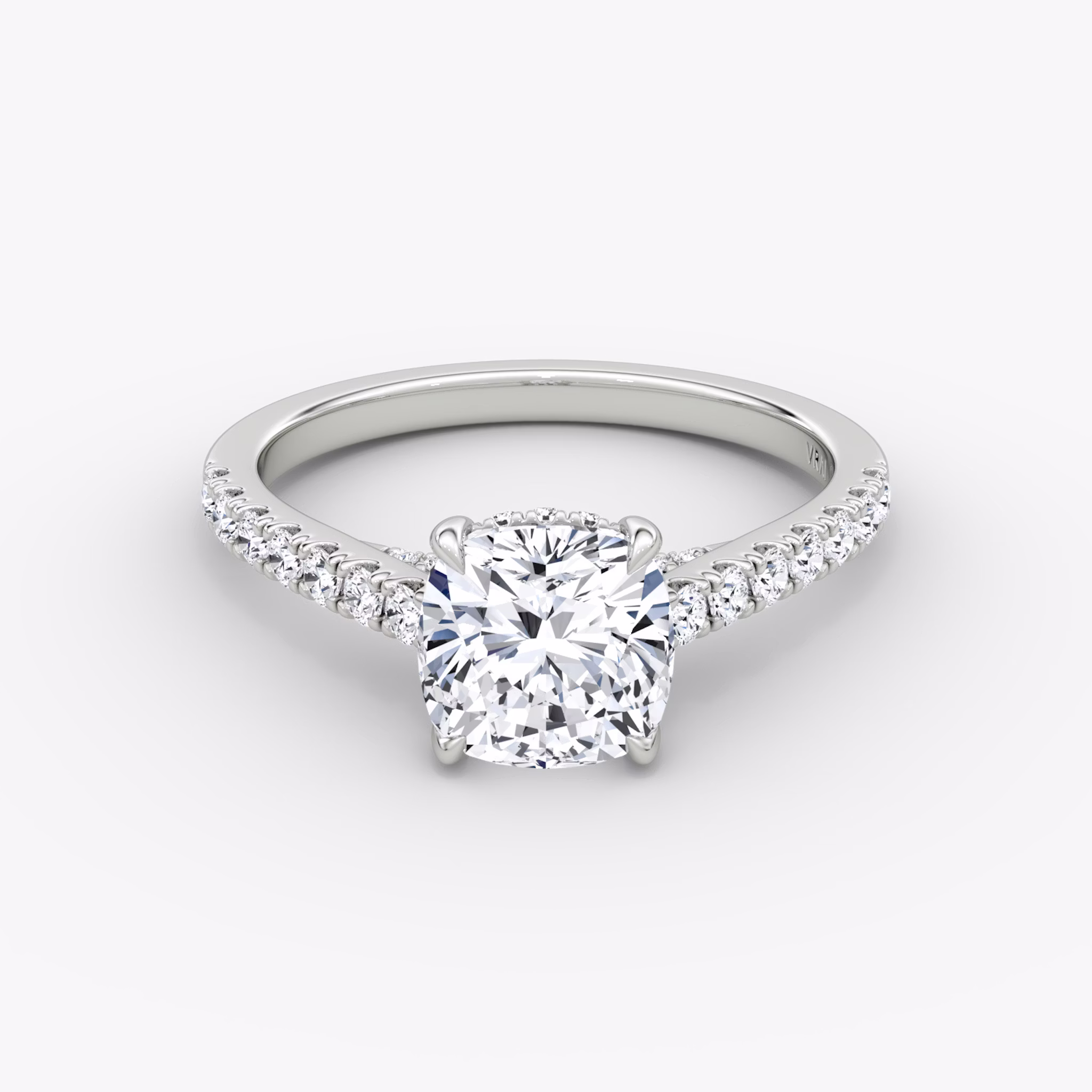 The Pavé Bridge | Cushion | 18k | White Gold | bandAccent: Pavé | diamondOrientation: vertical | caratWeight: other