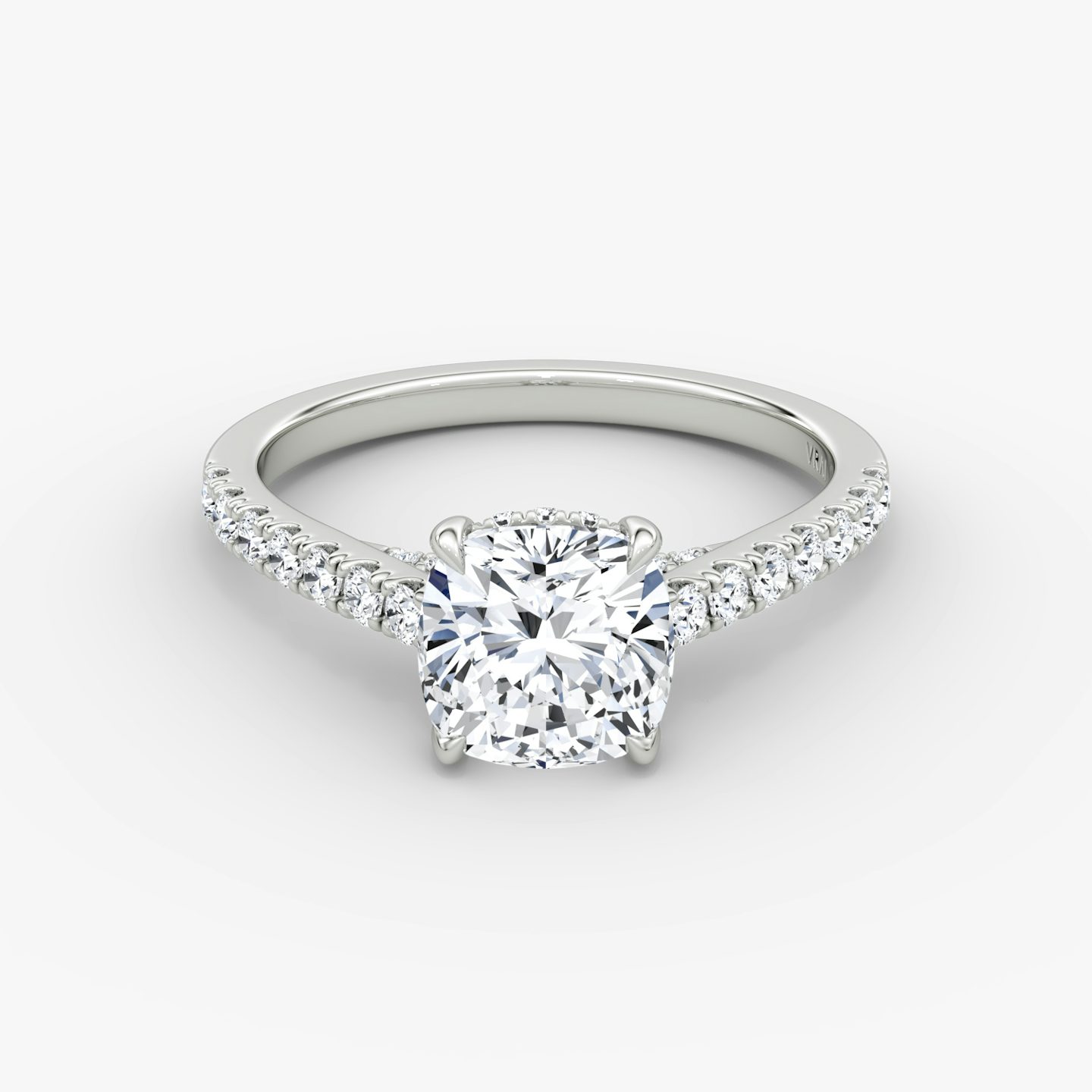 The Pavé Bridge | Cushion | 18k | White Gold | bandAccent: Pavé | diamondOrientation: vertical | caratWeight: other