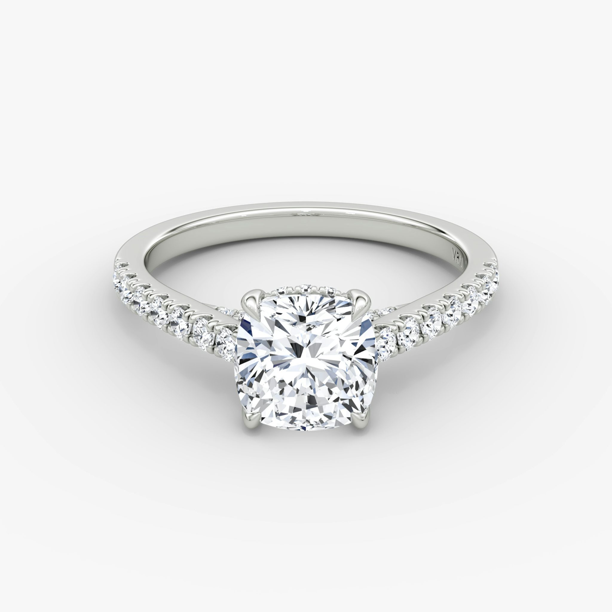 The Pavé Bridge | Cushion | 18k | White Gold | bandAccent: Pavé | diamondOrientation: vertical | caratWeight: other