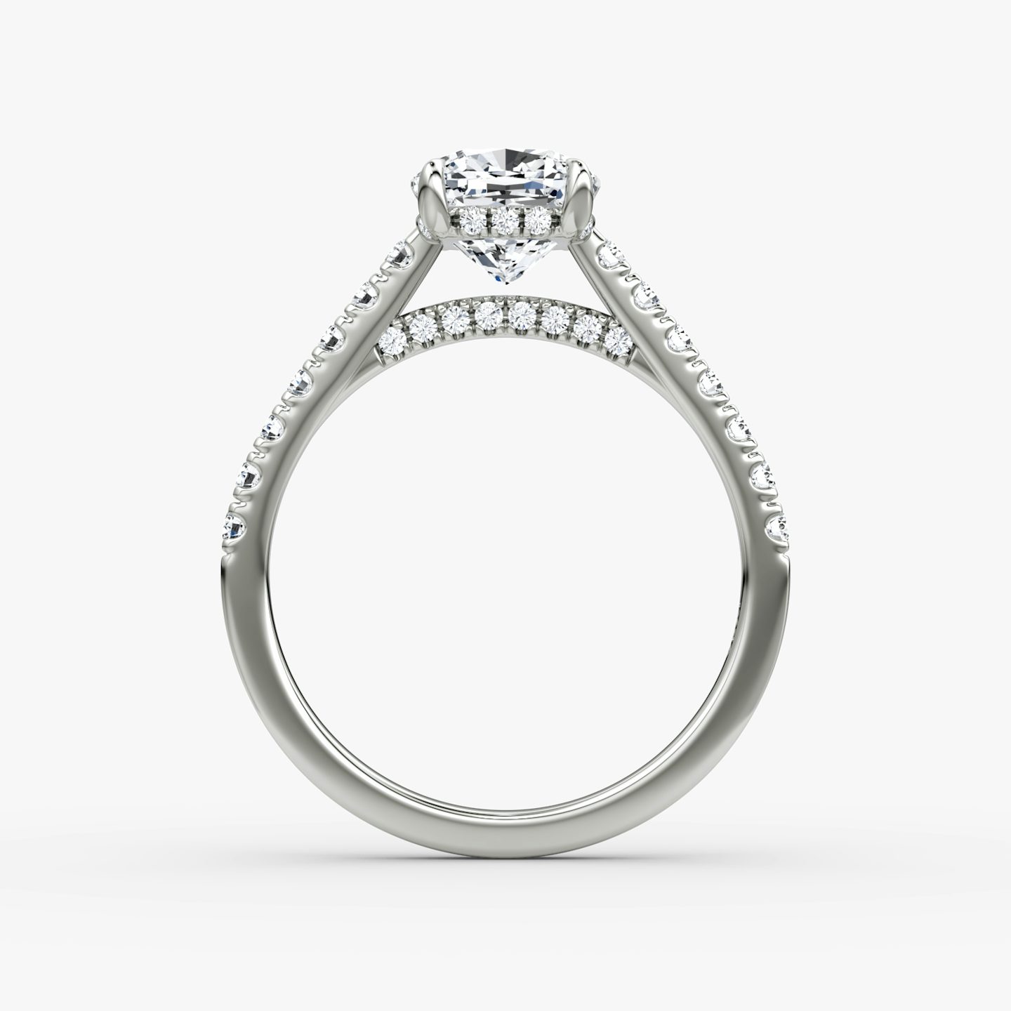 The Pavé Bridge | Cushion | 18k | White Gold | bandAccent: Pavé | diamondOrientation: vertical | caratWeight: other
