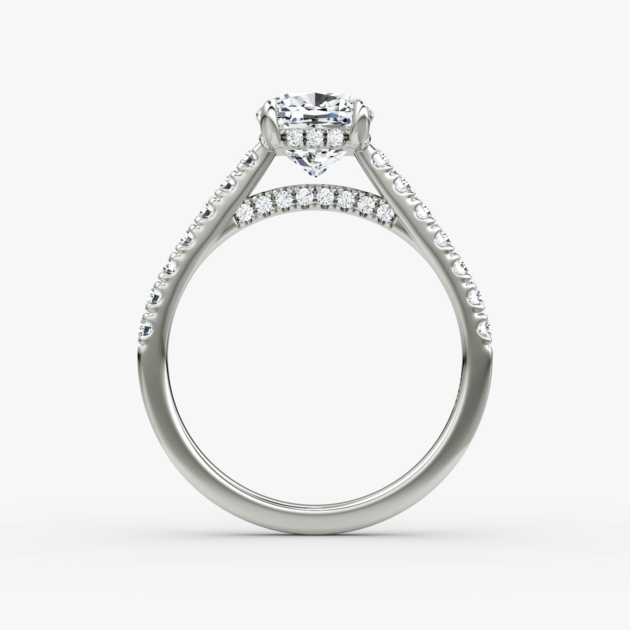 The Pavé Bridge | Cushion | 18k | White Gold | bandAccent: Pavé | diamondOrientation: vertical | caratWeight: other