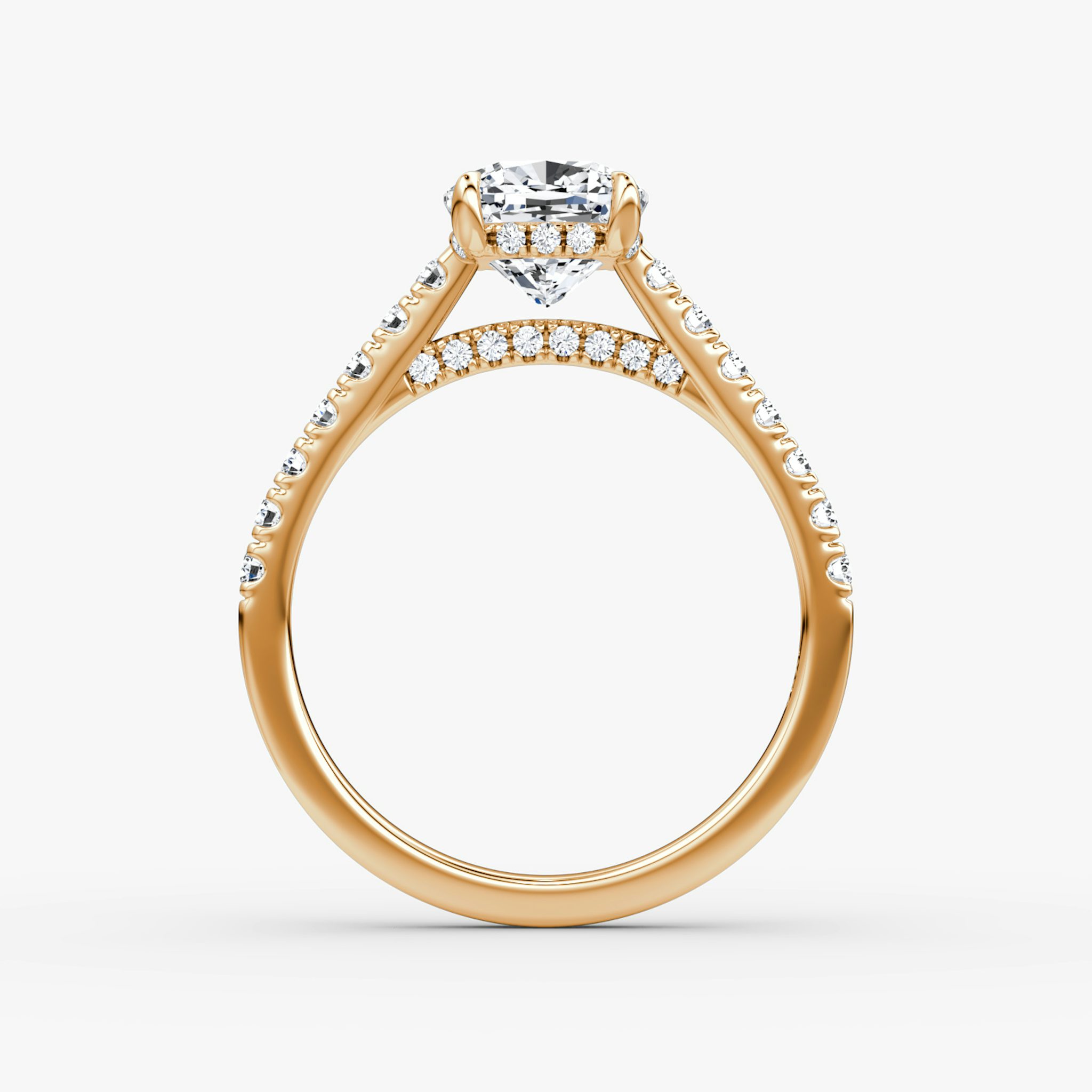 The Pavé Bridge | Cushion | 14k | Rose Gold | bandAccent: Pavé | diamondOrientation: vertical | caratWeight: other