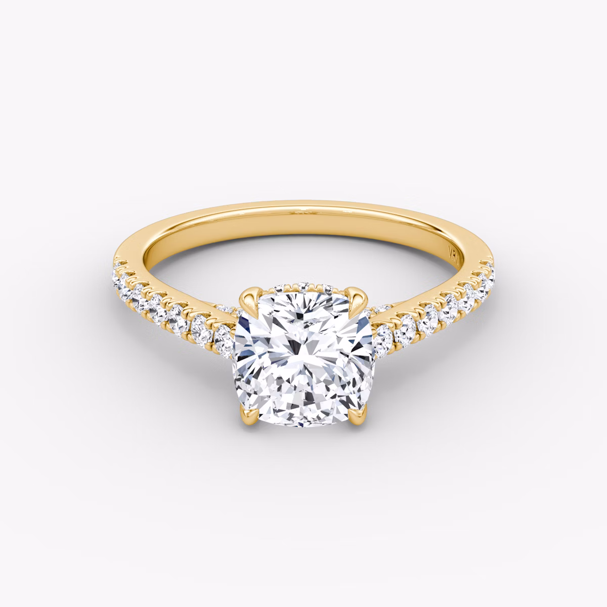 The Pavé Bridge | Cushion | 18k | Yellow Gold | bandAccent: Pavé | diamondOrientation: vertical | caratWeight: other