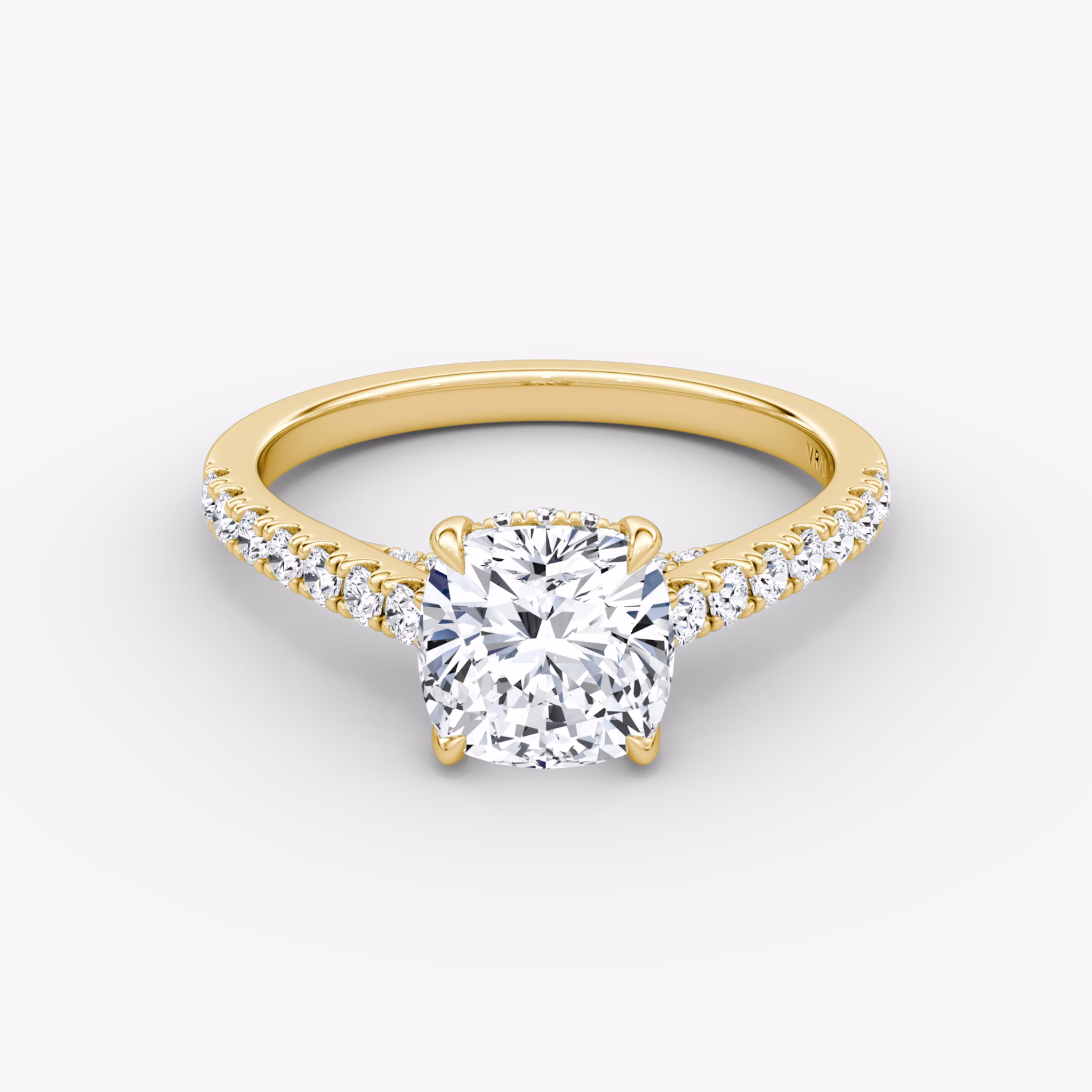 The Pavé Bridge | Cushion | 18k | Yellow Gold | bandAccent: Pavé | diamondOrientation: vertical | caratWeight: other