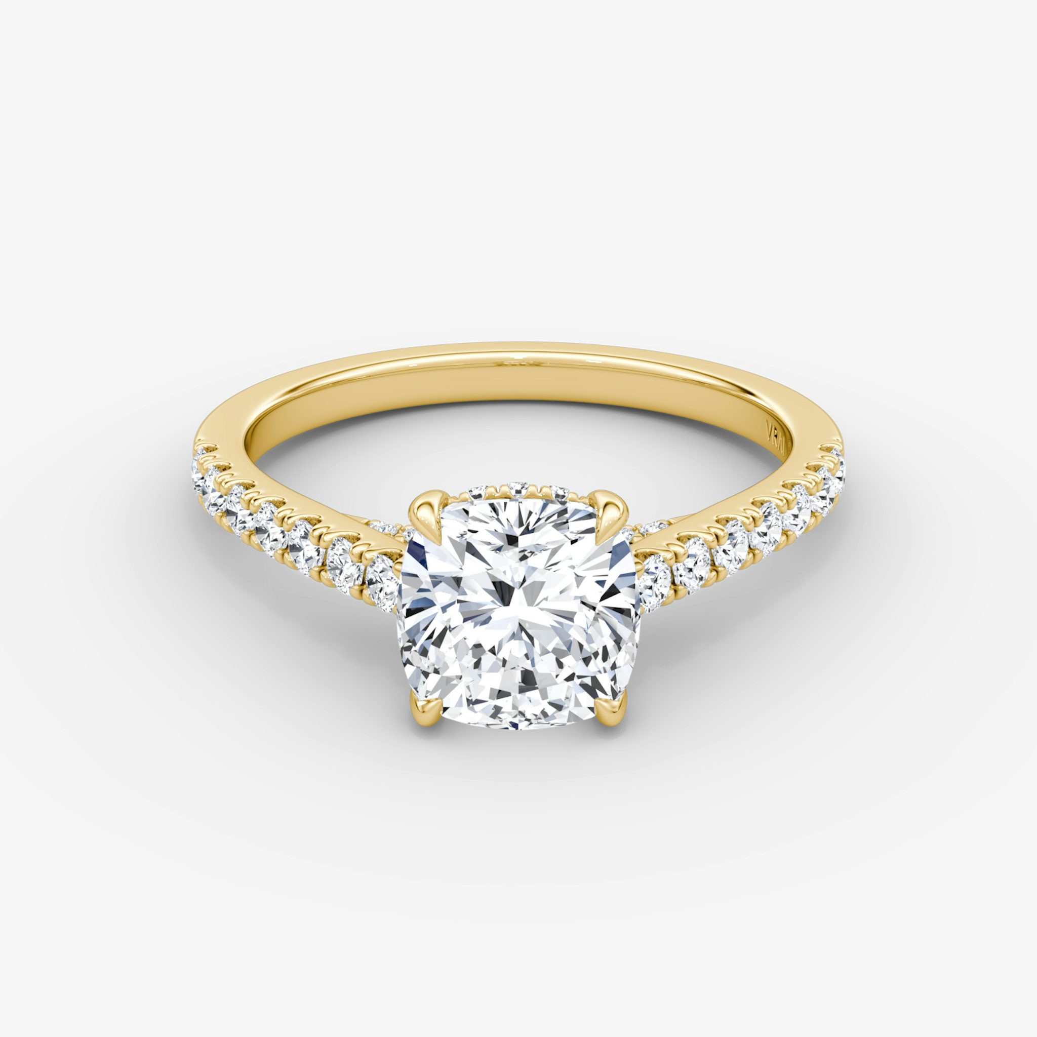 The Pavé Bridge | Cushion | 18k | Yellow Gold | bandAccent: Pavé | diamondOrientation: vertical | caratWeight: other