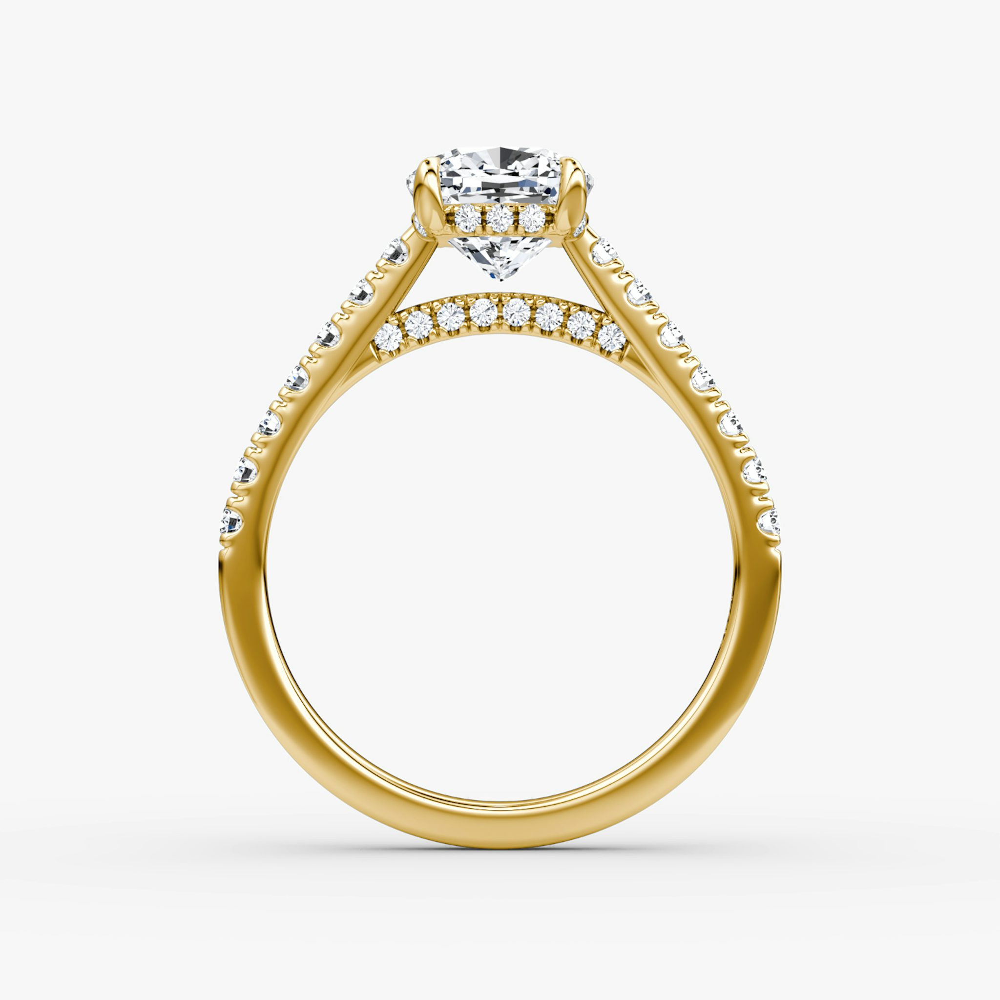 The Pavé Bridge | Cushion | 18k | Yellow Gold | bandAccent: Pavé | diamondOrientation: vertical | caratWeight: other