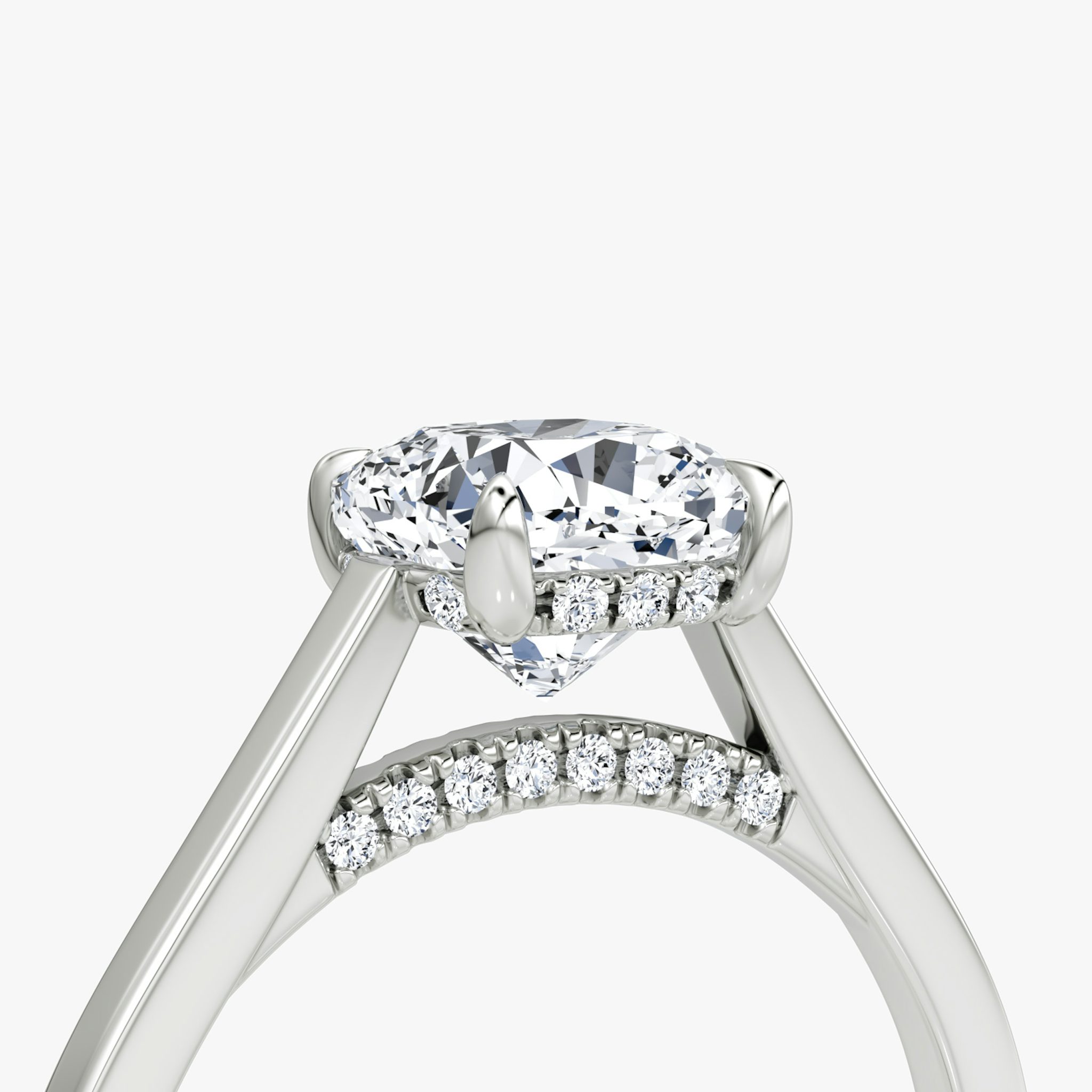 The Pavé Bridge | Cushion | Platinum | bandAccent: Plain | diamondOrientation: vertical | caratWeight: other