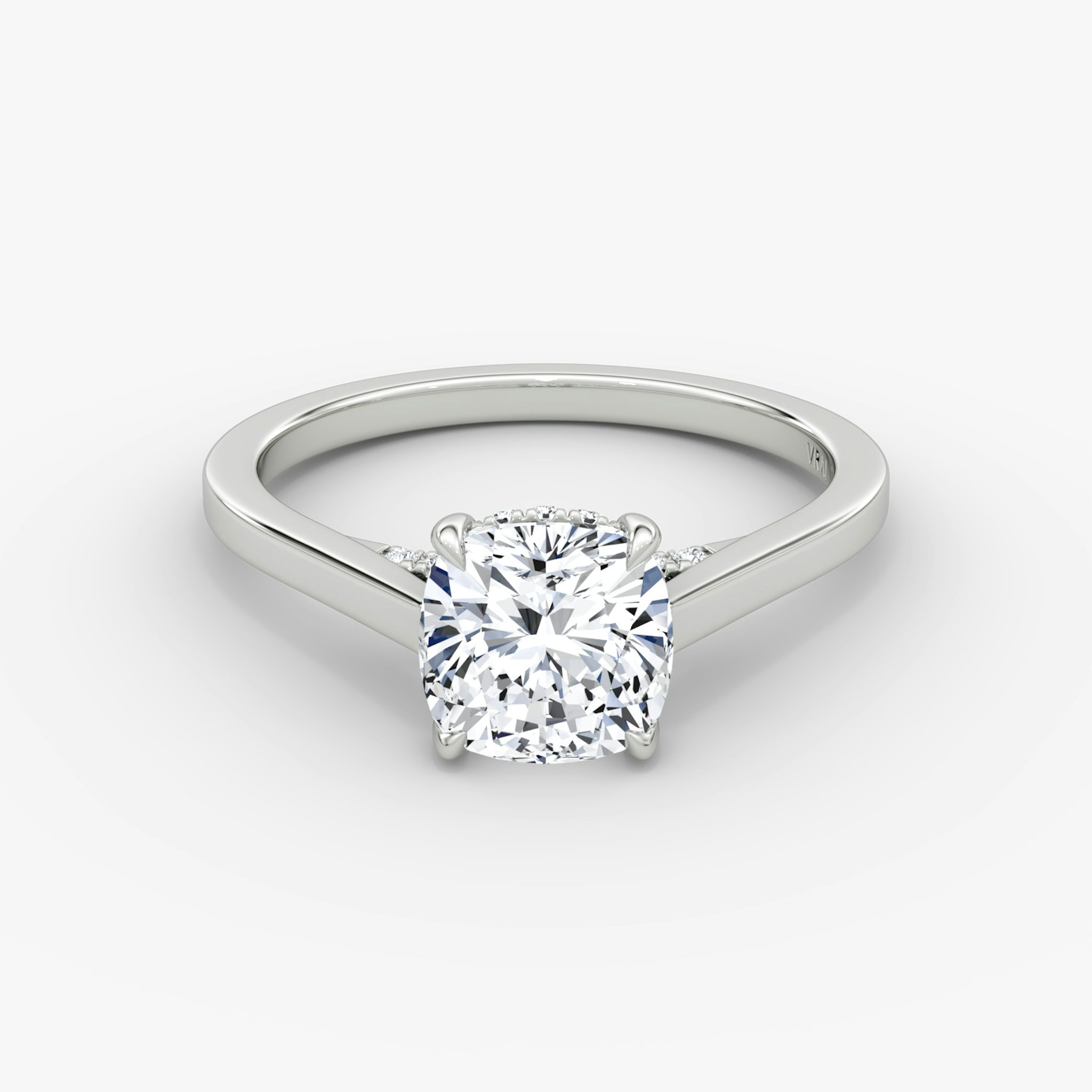 The Pavé Bridge | Cushion | Platinum | bandAccent: Plain | diamondOrientation: vertical | caratWeight: other
