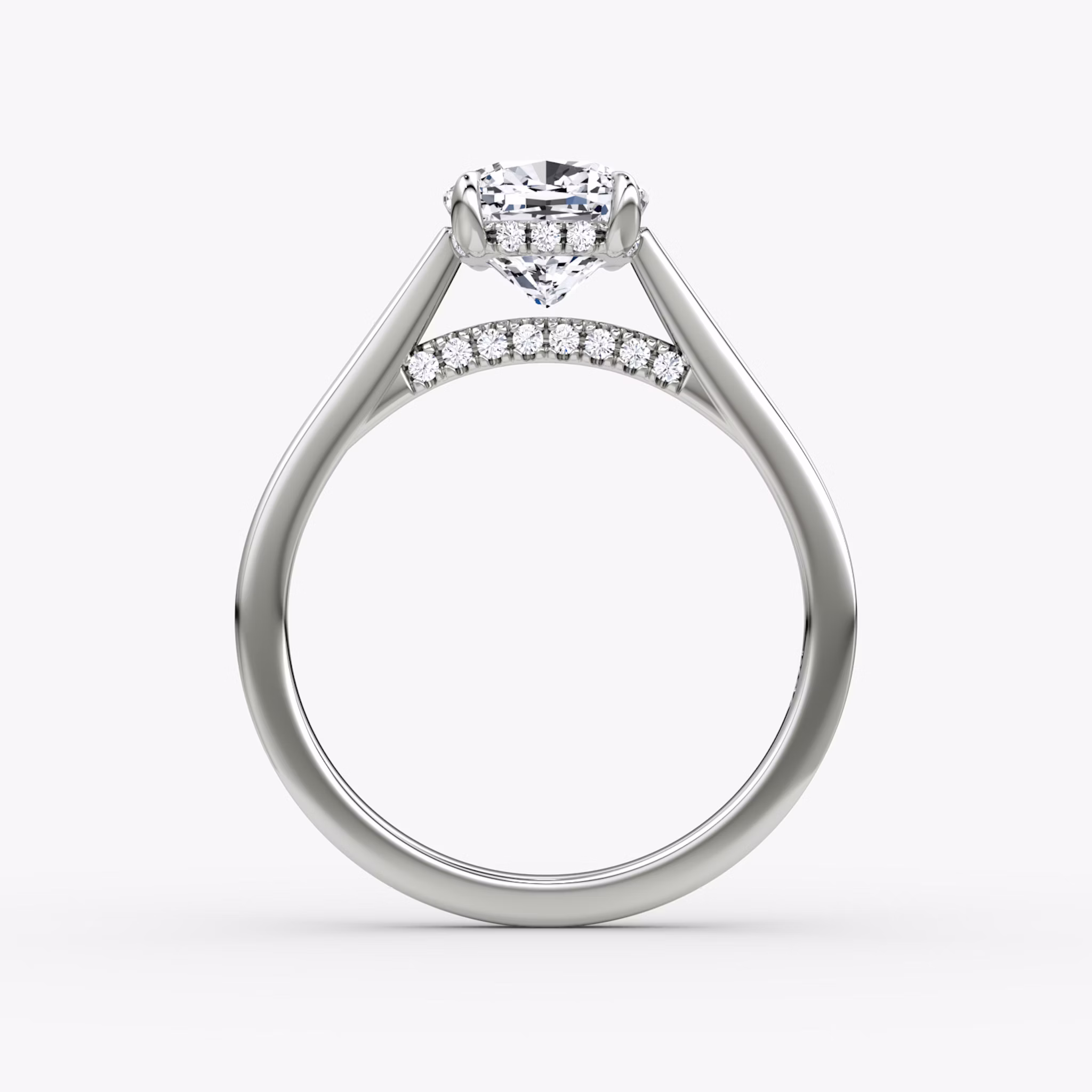 The Pavé Bridge | Cushion | Platinum | bandAccent: Plain | diamondOrientation: vertical | caratWeight: other