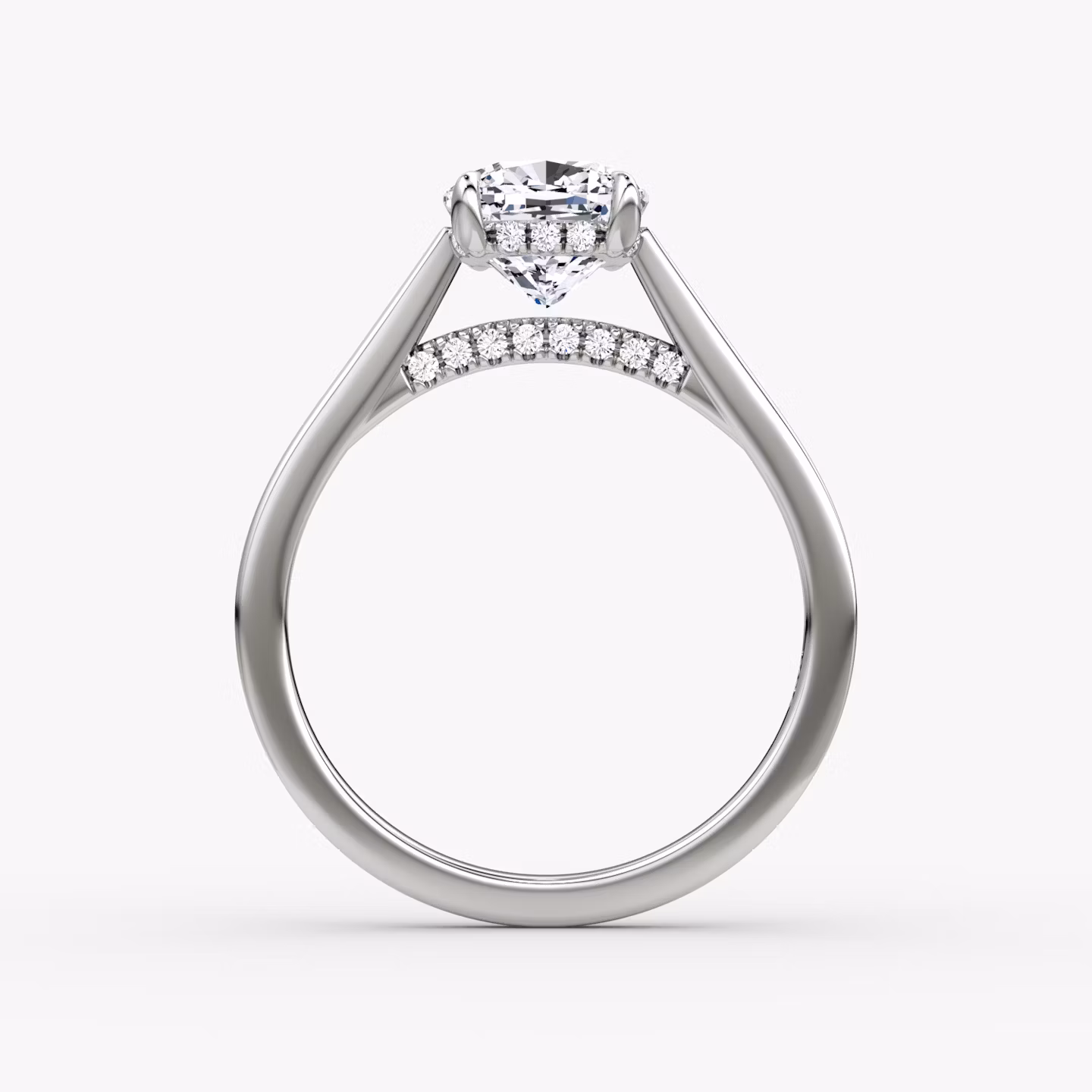 The Pavé Bridge | Cushion | 18k | White Gold | bandAccent: Plain | diamondOrientation: vertical | caratWeight: other