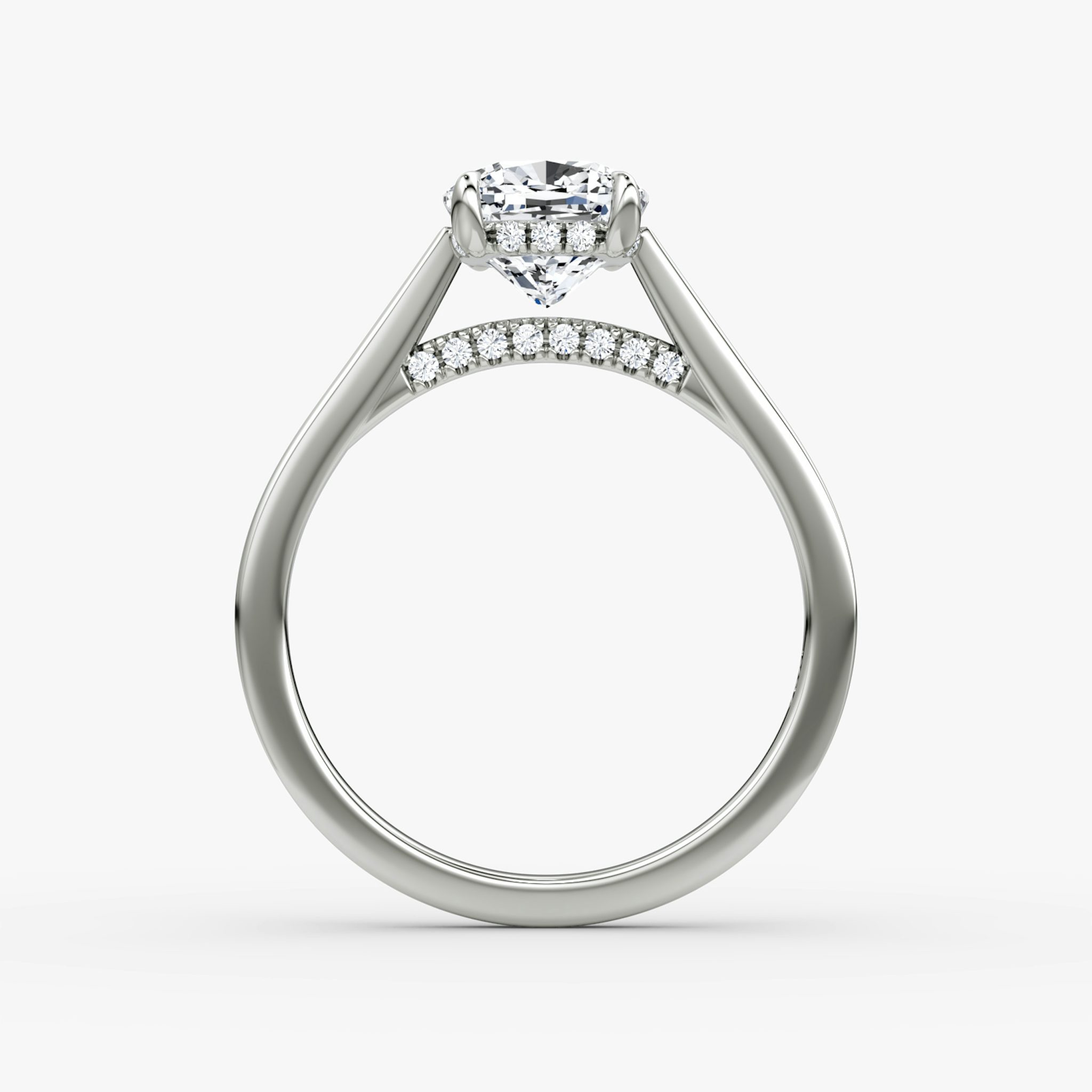 The Pavé Bridge | Cushion | Platinum | bandAccent: Plain | diamondOrientation: vertical | caratWeight: other
