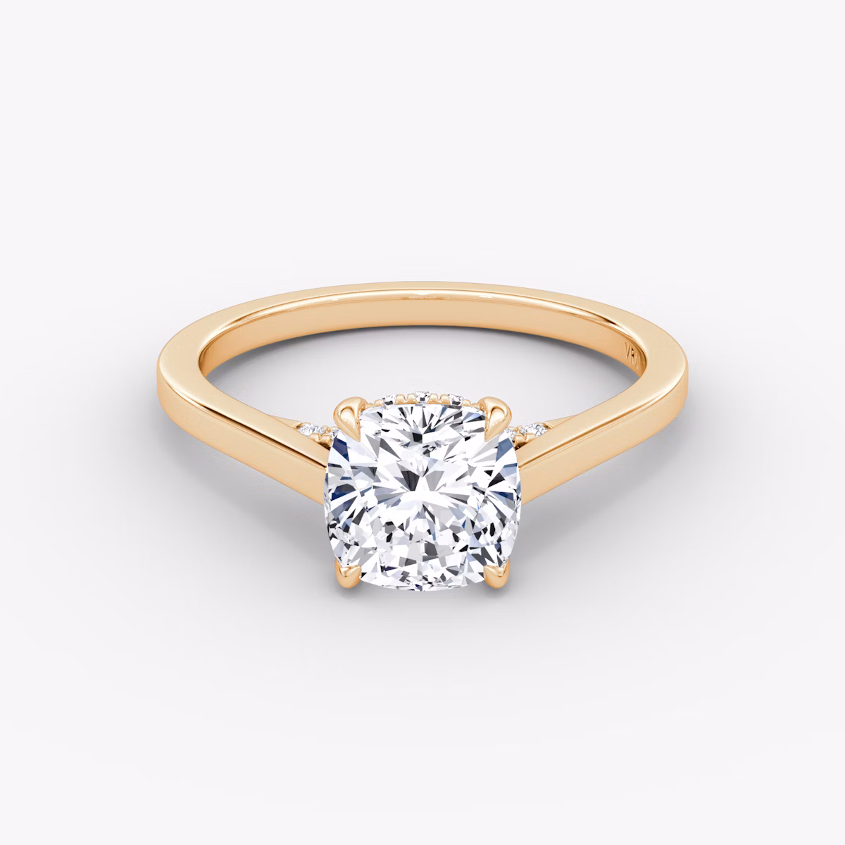 The Pavé Bridge | Cushion | 14k | Rose Gold | bandAccent: Plain | diamondOrientation: vertical | caratWeight: other