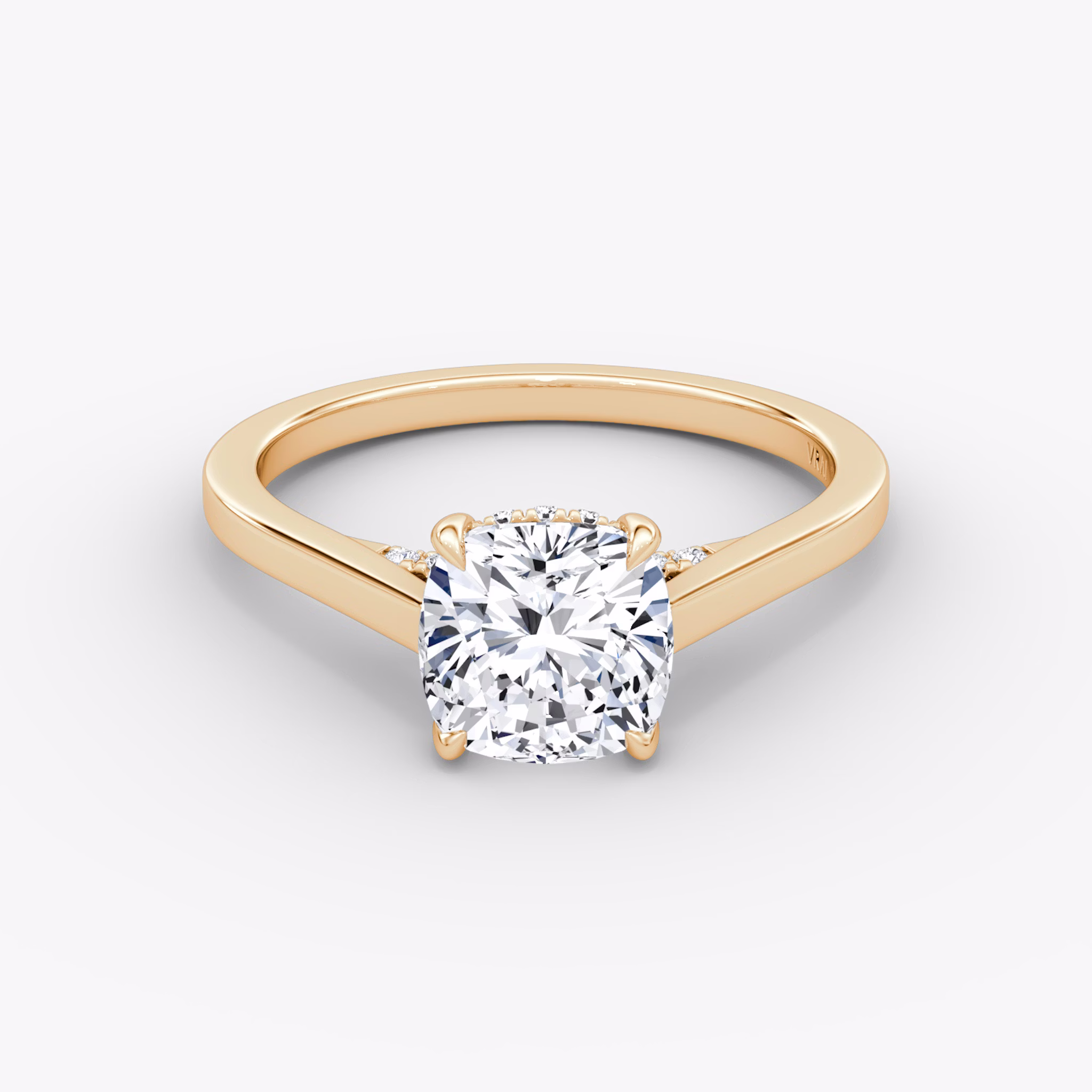 The Pavé Bridge | Cushion | 14k | Rose Gold | bandAccent: Plain | diamondOrientation: vertical | caratWeight: other
