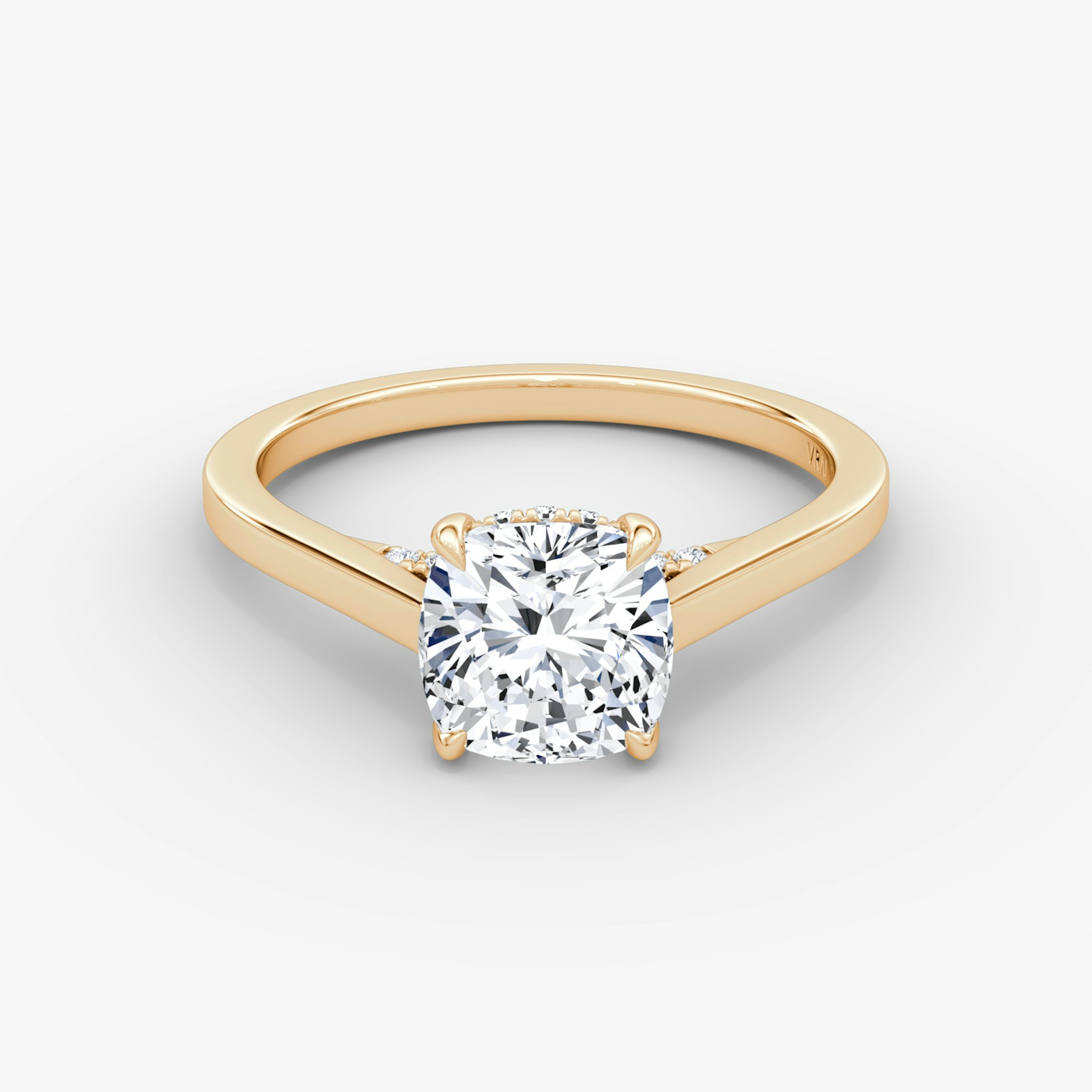 The Pavé Bridge | Cushion | 14k | Rose Gold | bandAccent: Plain | diamondOrientation: vertical | caratWeight: other