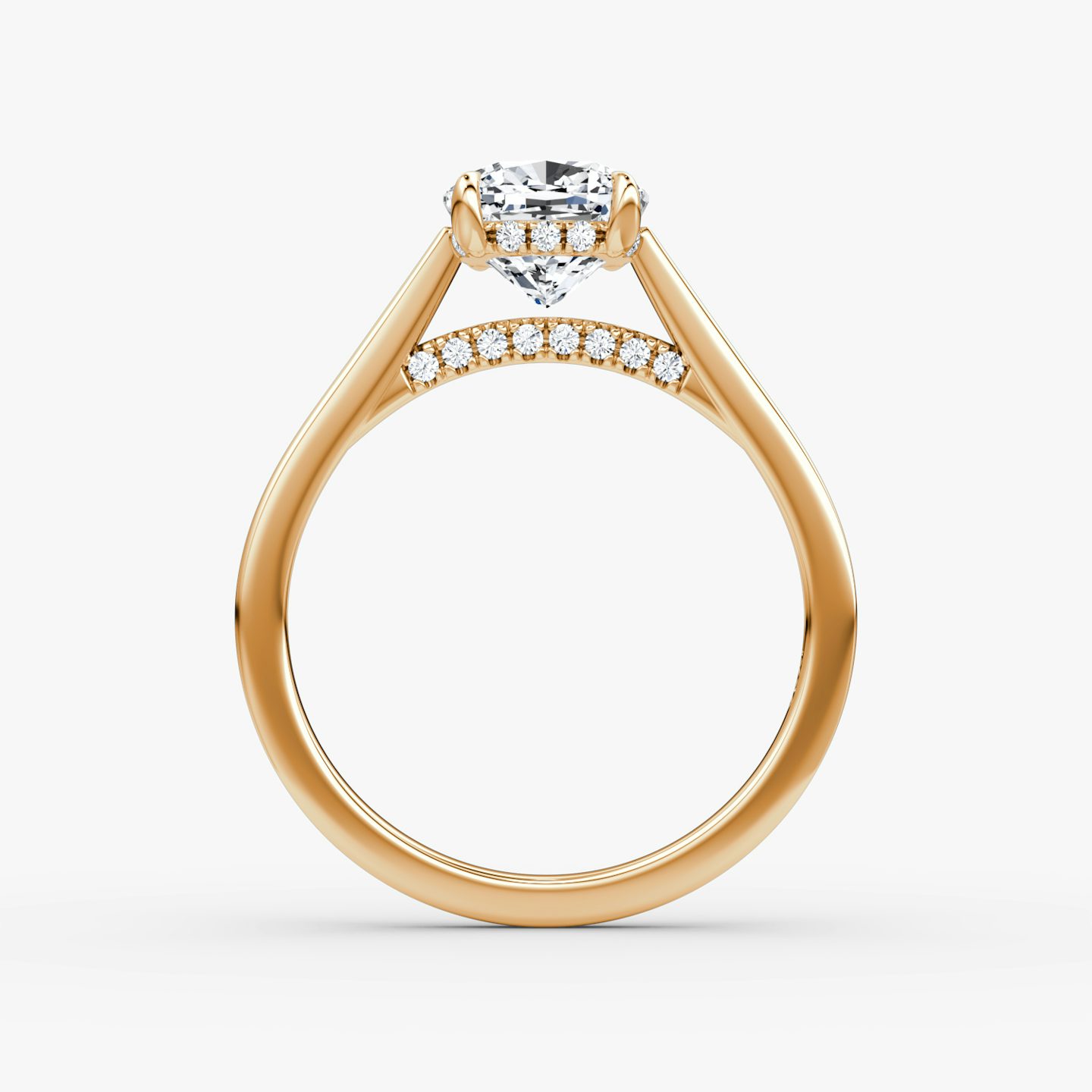 The Pavé Bridge | Cushion | 14k | Rose Gold | bandAccent: Plain | diamondOrientation: vertical | caratWeight: other