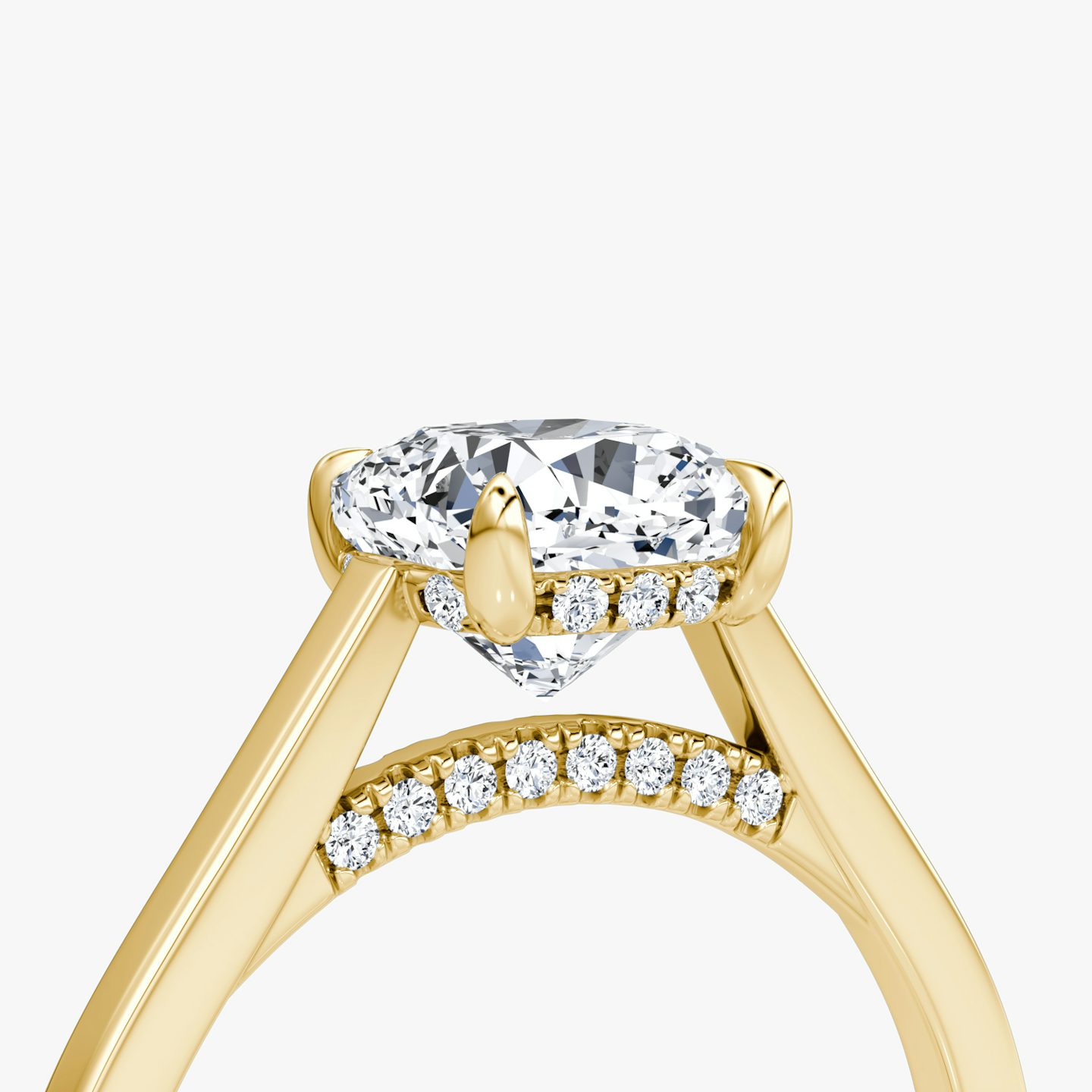 The Pavé Bridge | Cushion | 18k | Yellow Gold | bandAccent: Plain | diamondOrientation: vertical | caratWeight: other