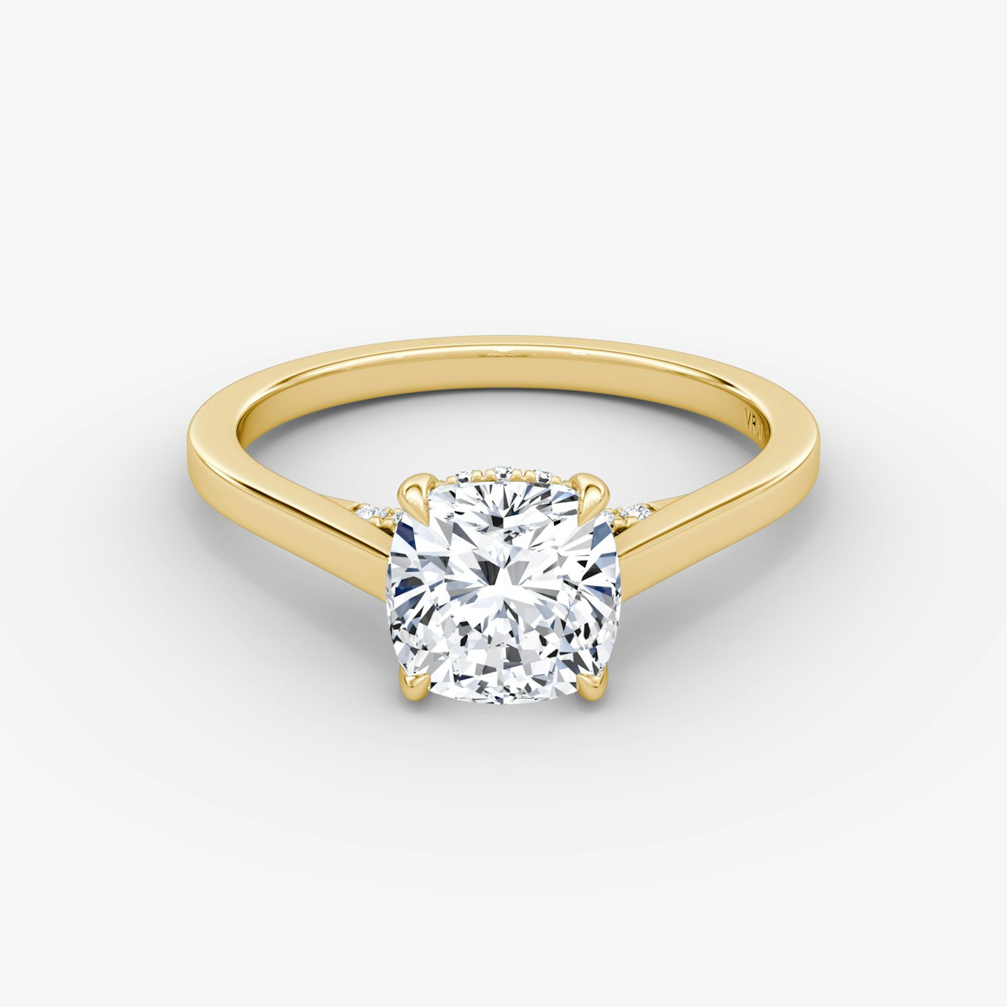 The Pavé Bridge | Cushion | 18k | Yellow Gold | bandAccent: Plain | diamondOrientation: vertical | caratWeight: other
