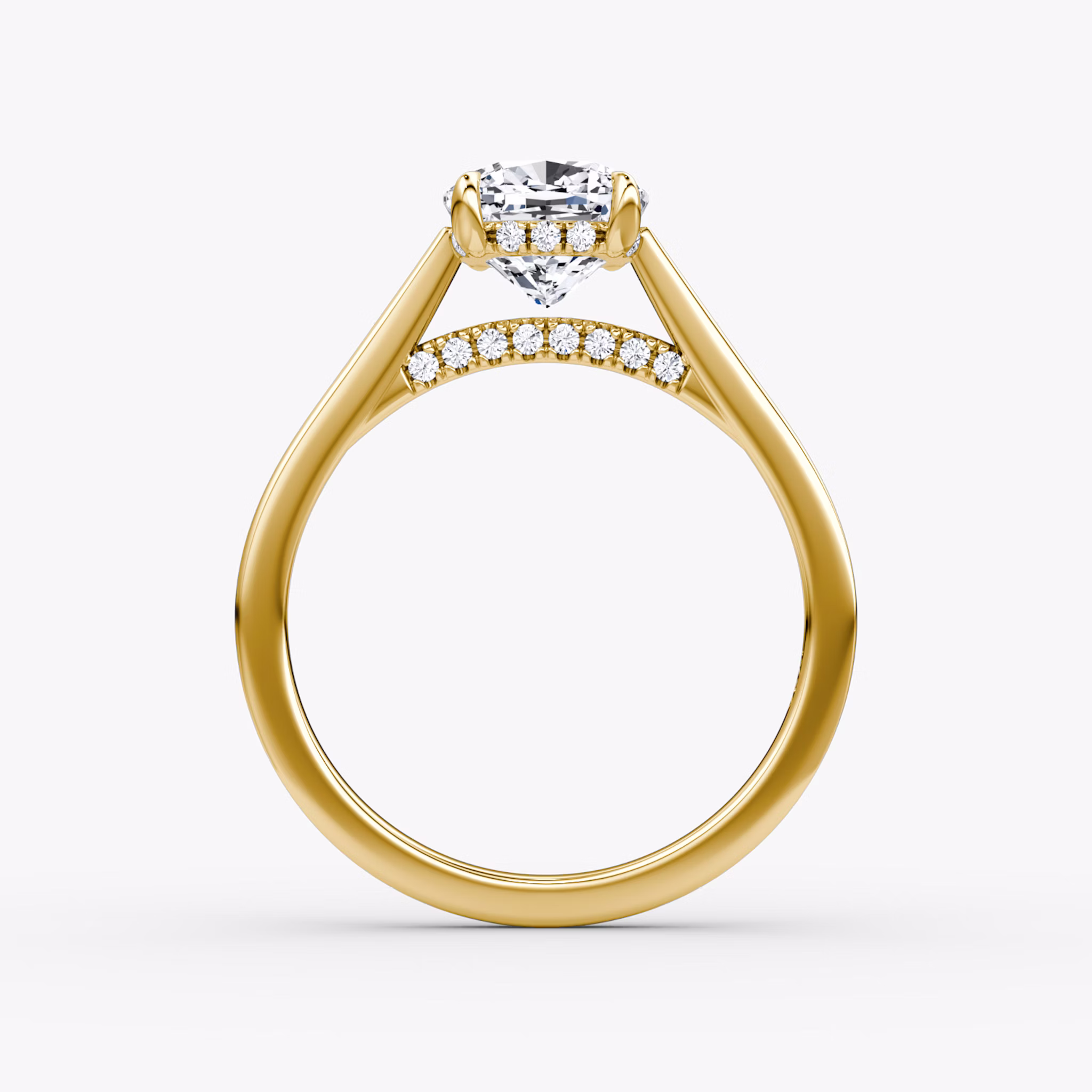 The Pavé Bridge | Cushion | 18k | Yellow Gold | bandAccent: Plain | diamondOrientation: vertical | caratWeight: other