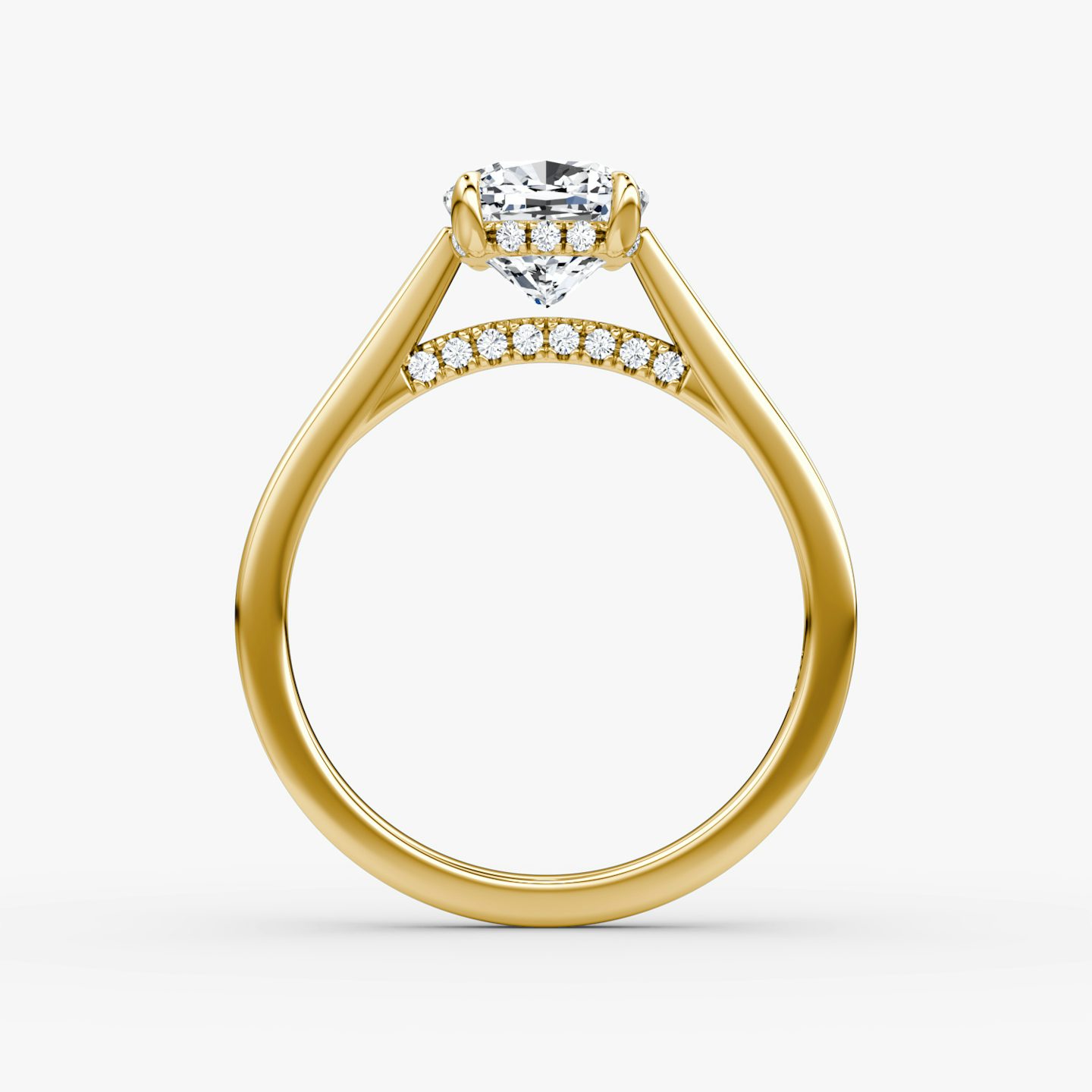 The Pavé Bridge | Cushion | 18k | Yellow Gold | bandAccent: Plain | diamondOrientation: vertical | caratWeight: other