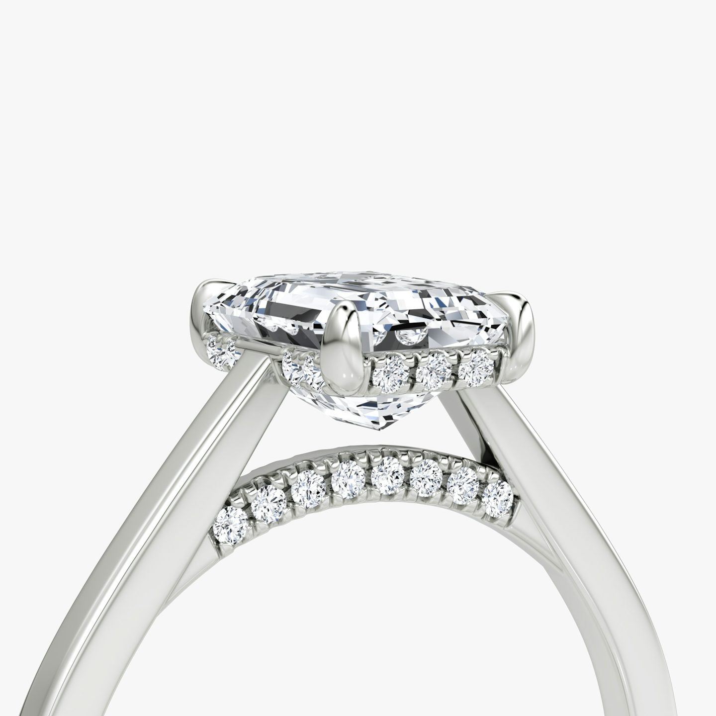 The Pavé Bridge | Emerald | Platinum | bandAccent: Plain | diamondOrientation: vertical | caratWeight: other
