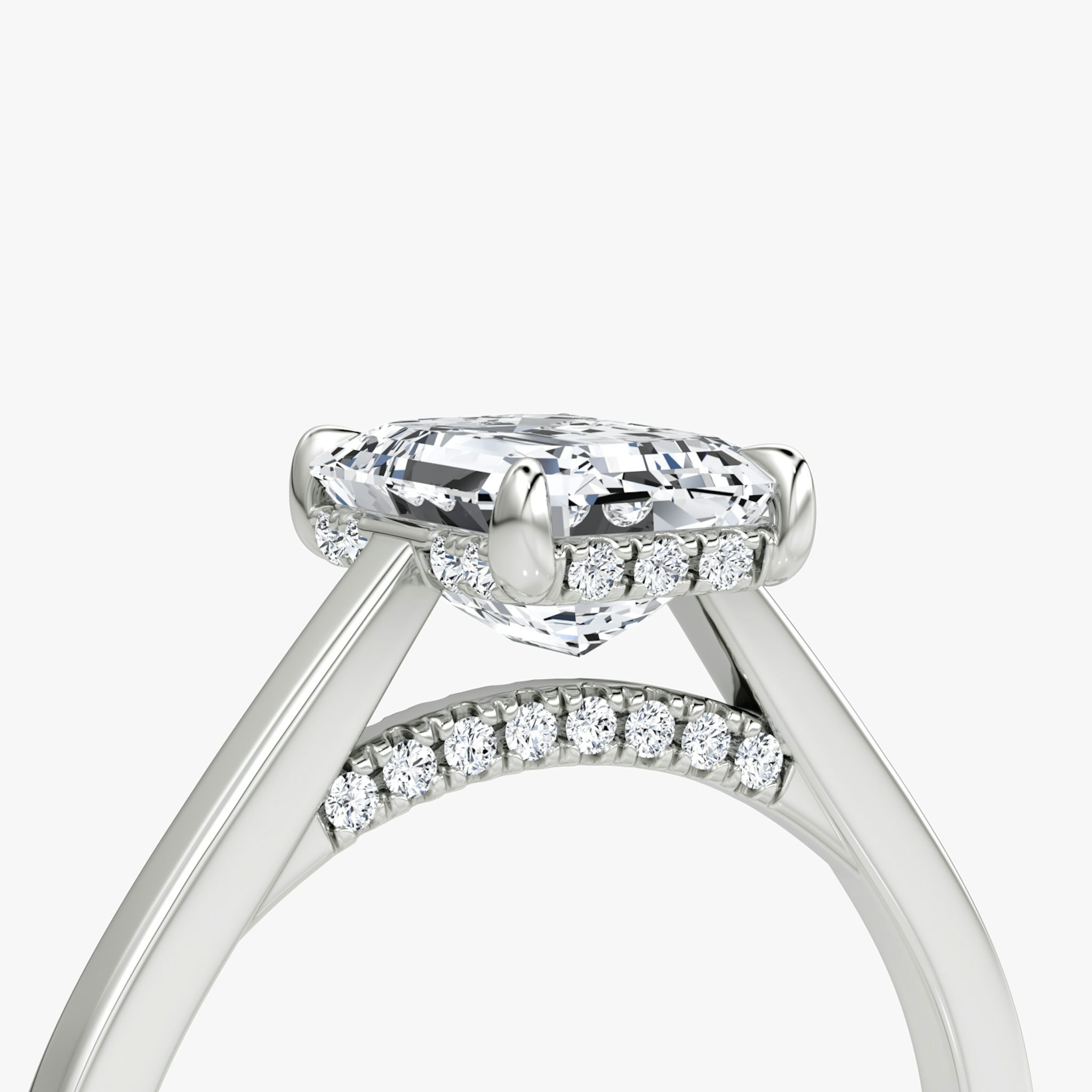The Pavé Bridge | Emerald | Platinum | bandAccent: Plain | diamondOrientation: vertical | caratWeight: other