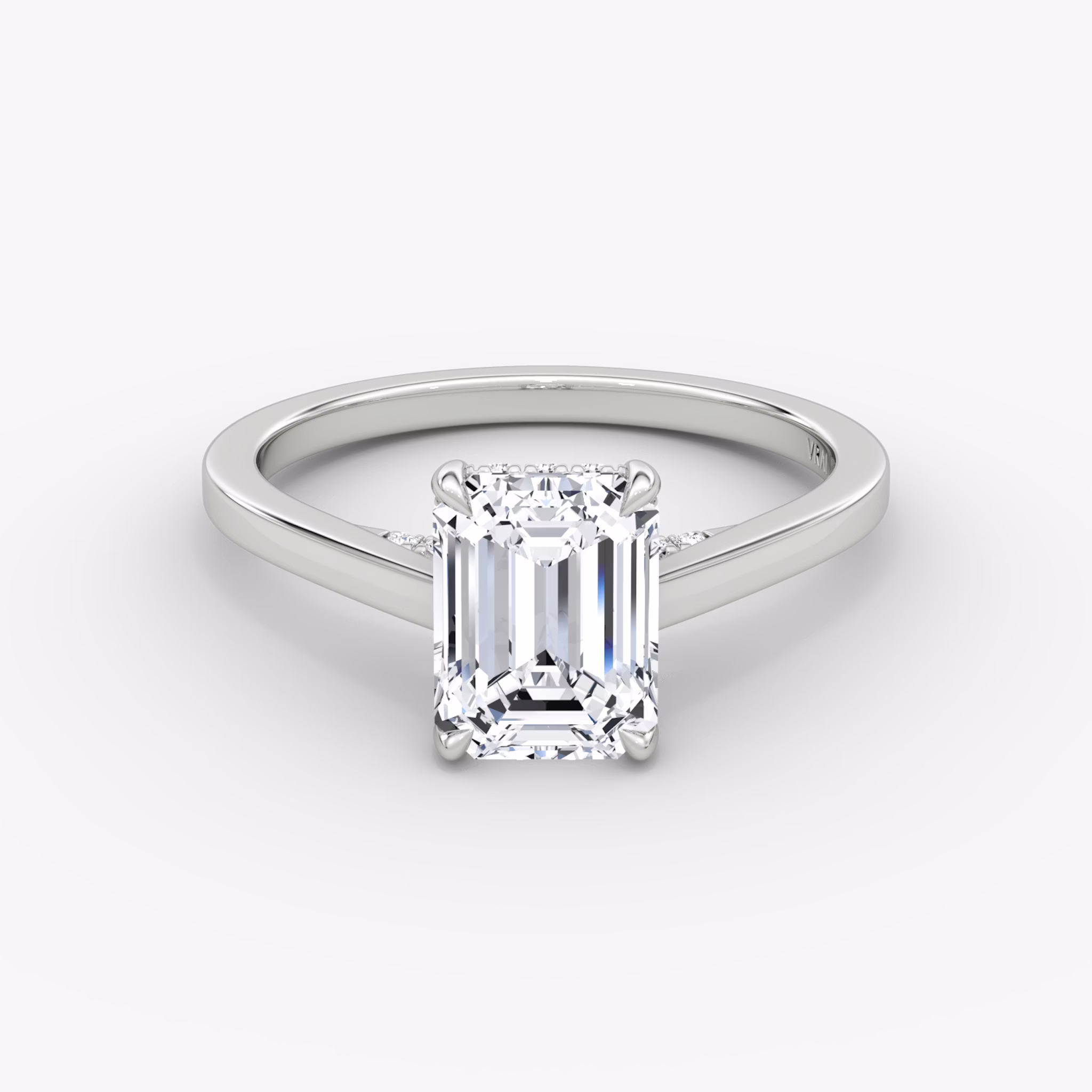 The Pavé Bridge | Emerald | Platinum | bandAccent: Plain | diamondOrientation: vertical | caratWeight: other