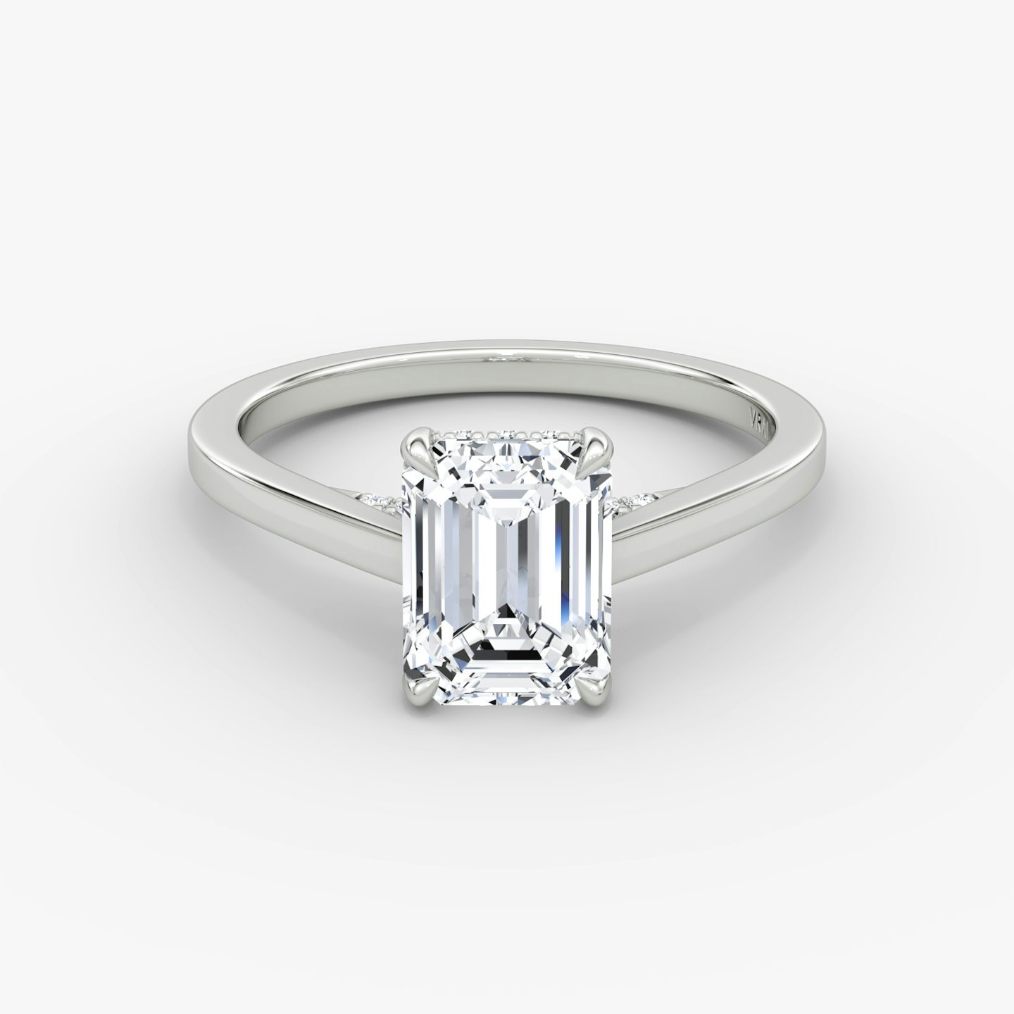 The Pavé Bridge | Emerald | Platinum | bandAccent: Plain | diamondOrientation: vertical | caratWeight: other