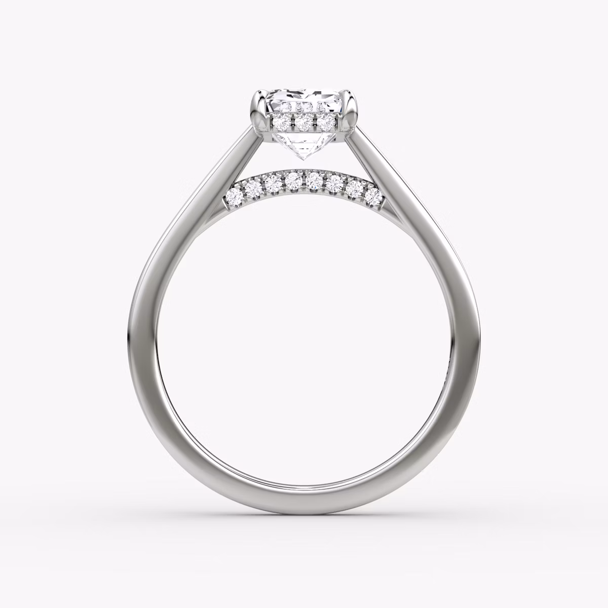 The Pavé Bridge | Emerald | 18k | White Gold | bandAccent: Plain | diamondOrientation: vertical | caratWeight: other