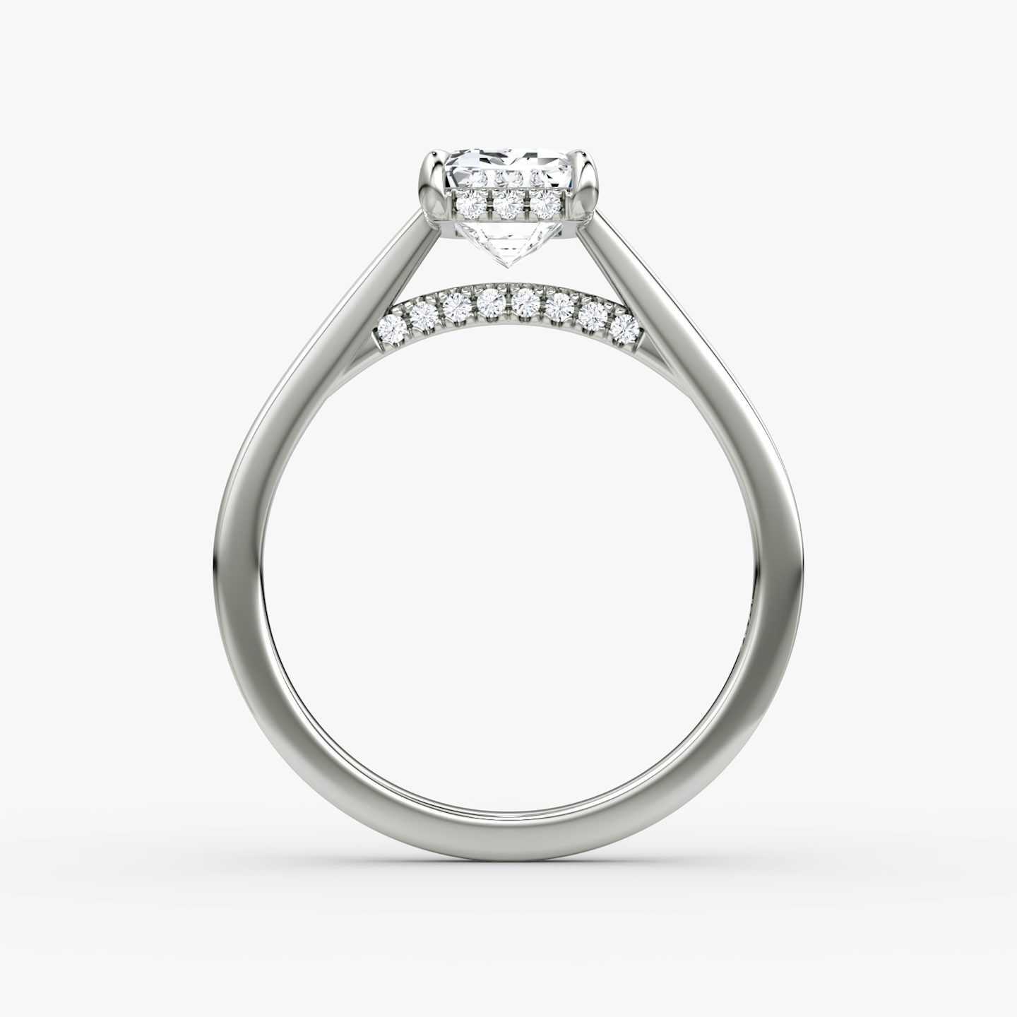 The Pavé Bridge | Emerald | Platinum | bandAccent: Plain | diamondOrientation: vertical | caratWeight: other
