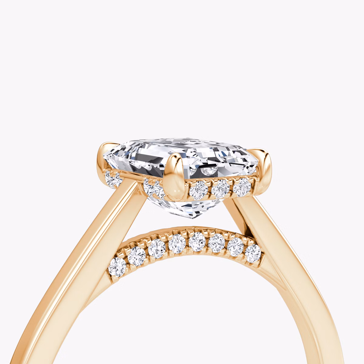 The Pavé Bridge | Emerald | 14k | Rose Gold | bandAccent: Plain | diamondOrientation: vertical | caratWeight: other