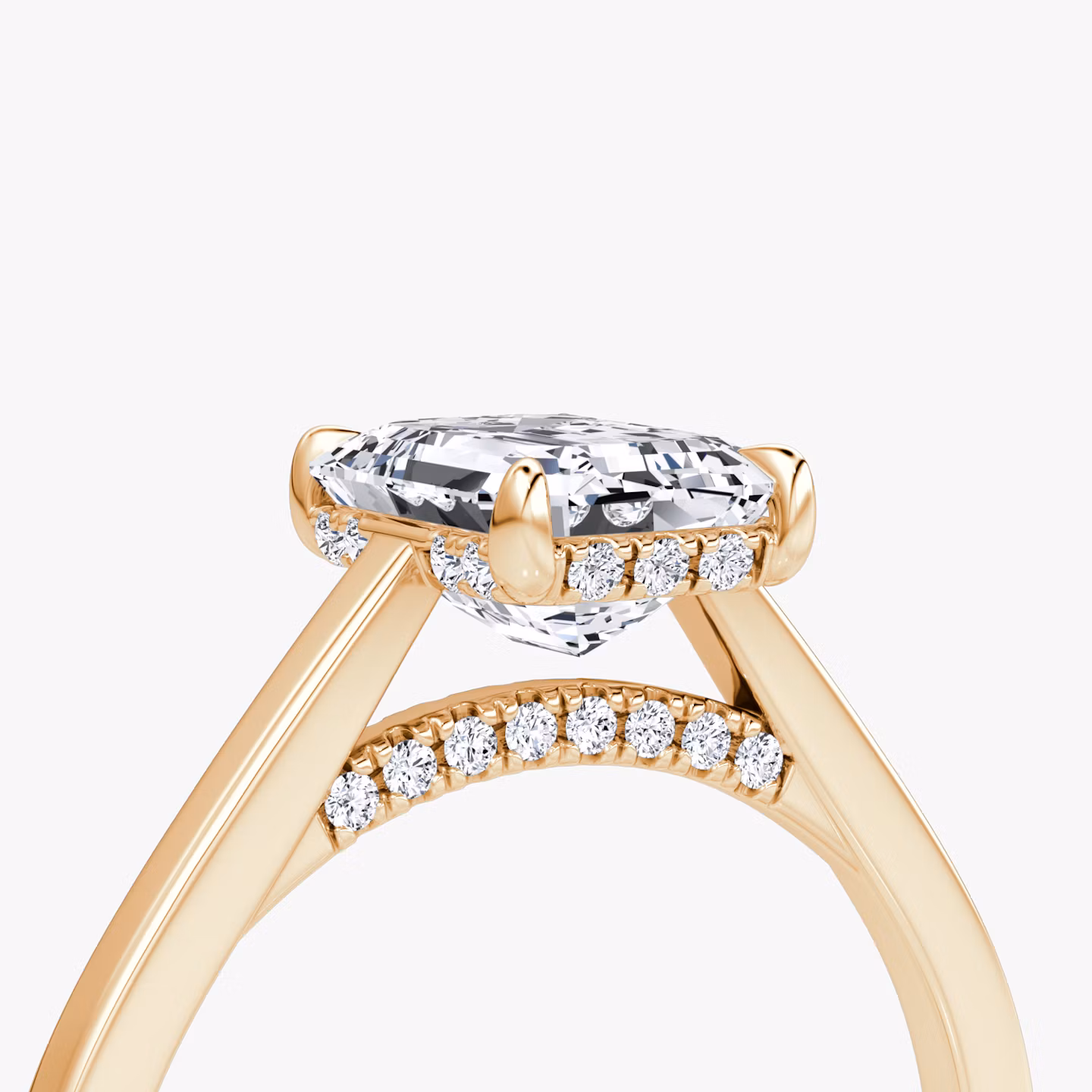 The Pavé Bridge | Emerald | 14k | Rose Gold | bandAccent: Plain | diamondOrientation: vertical | caratWeight: other