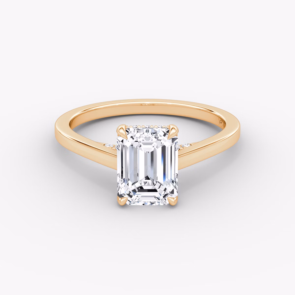 The Pavé Bridge | Emerald | 14k | Rose Gold | bandAccent: Plain | diamondOrientation: vertical | caratWeight: other