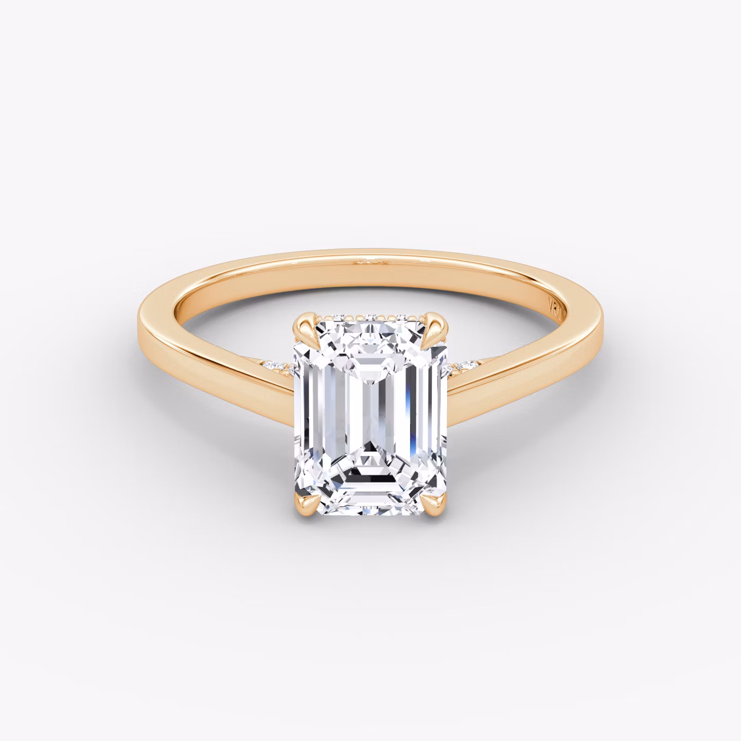The Pavé Bridge | Emerald | 14k | Rose Gold | bandAccent: Plain | diamondOrientation: vertical | caratWeight: other