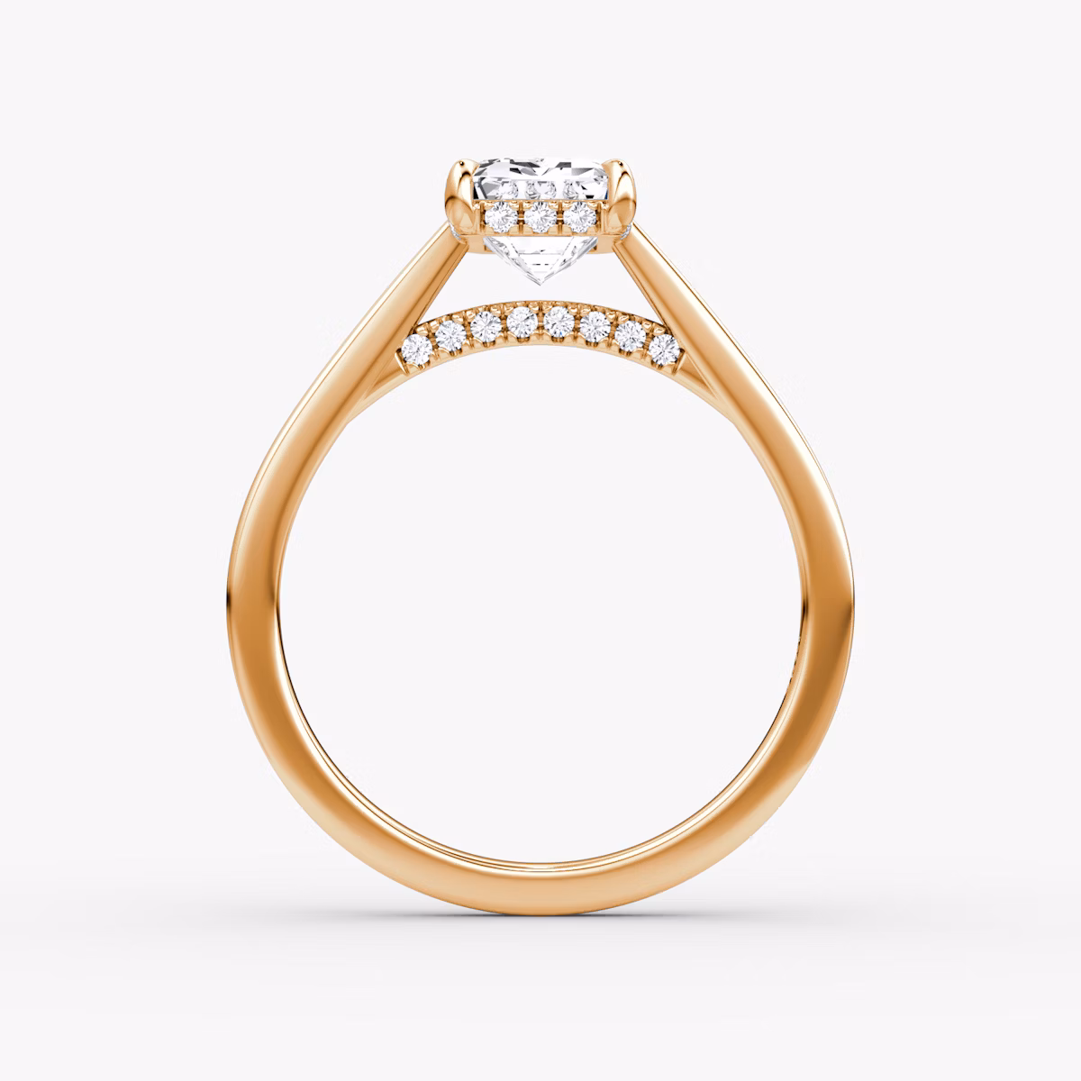 The Pavé Bridge | Emerald | 14k | Rose Gold | bandAccent: Plain | diamondOrientation: vertical | caratWeight: other