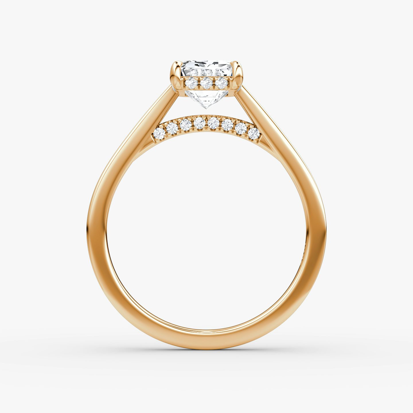 The Pavé Bridge | Emerald | 14k | Rose Gold | bandAccent: Plain | diamondOrientation: vertical | caratWeight: other