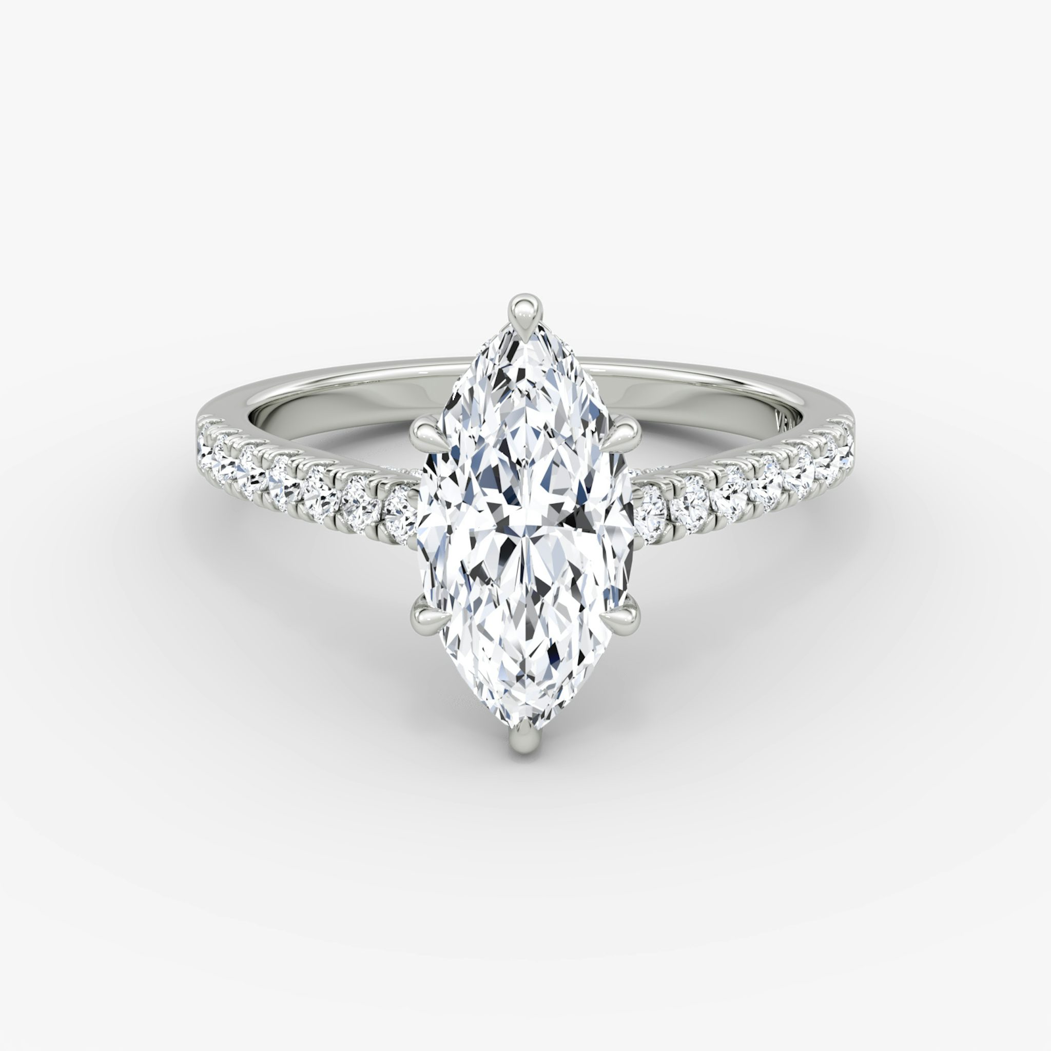 The Pavé Bridge | Marquise | 18k | White Gold | bandAccent: Pavé | diamondOrientation: vertical | caratWeight: other