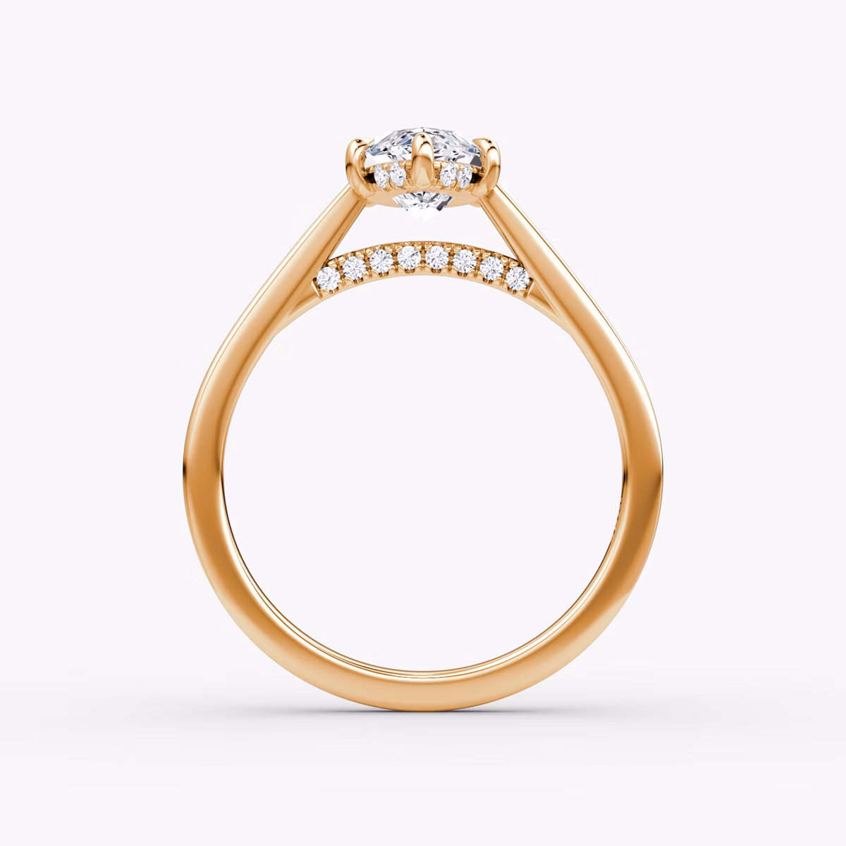 The Pavé Bridge | Marquise | 14k | Rose Gold | bandAccent: Plain | diamondOrientation: vertical | caratWeight: other