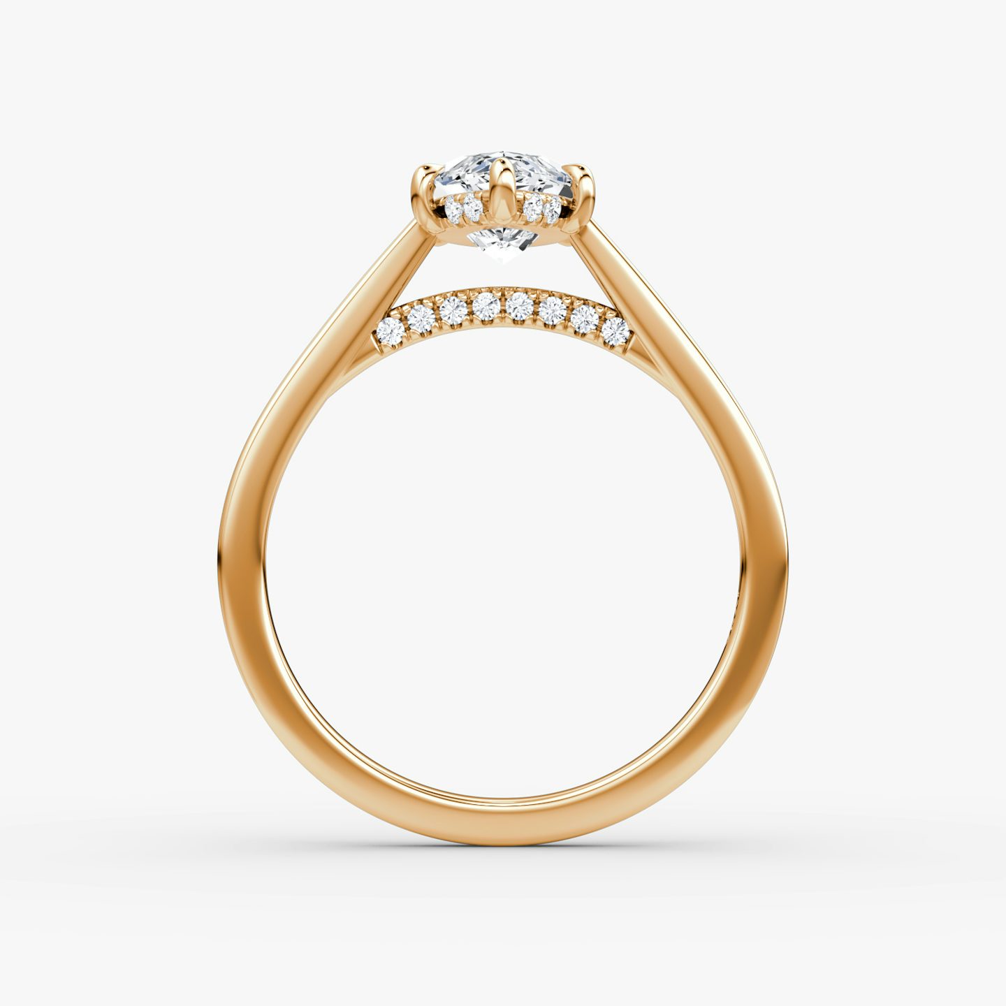The Pavé Bridge | Marquise | 14k | Rose Gold | bandAccent: Plain | diamondOrientation: vertical | caratWeight: other