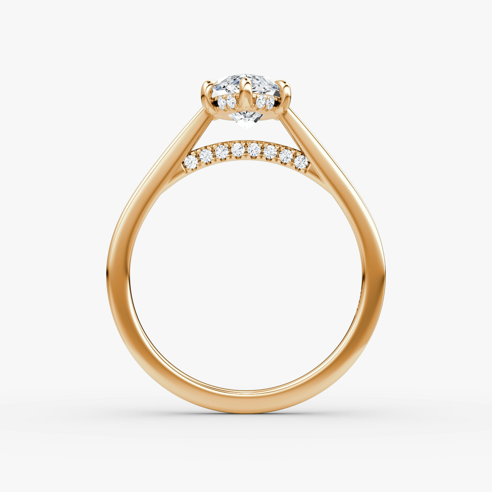The Pavé Bridge | Marquise | 14k | Rose Gold | bandAccent: Plain | diamondOrientation: vertical | caratWeight: other