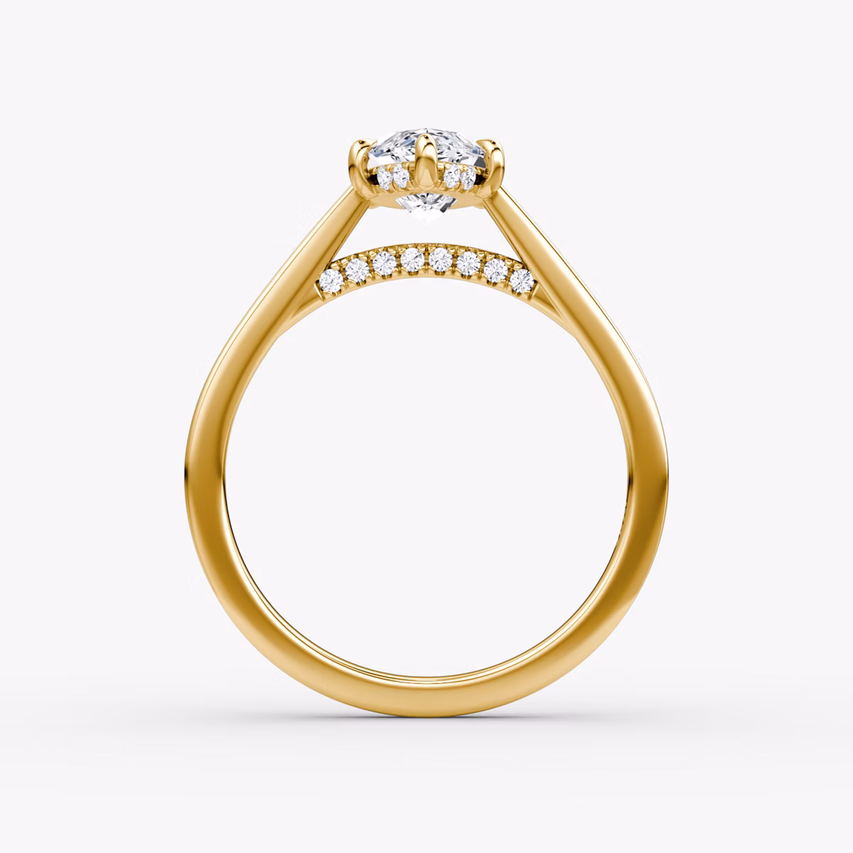 The Pavé Bridge | Marquise | 18k | Yellow Gold | bandAccent: Plain | diamondOrientation: vertical | caratWeight: other