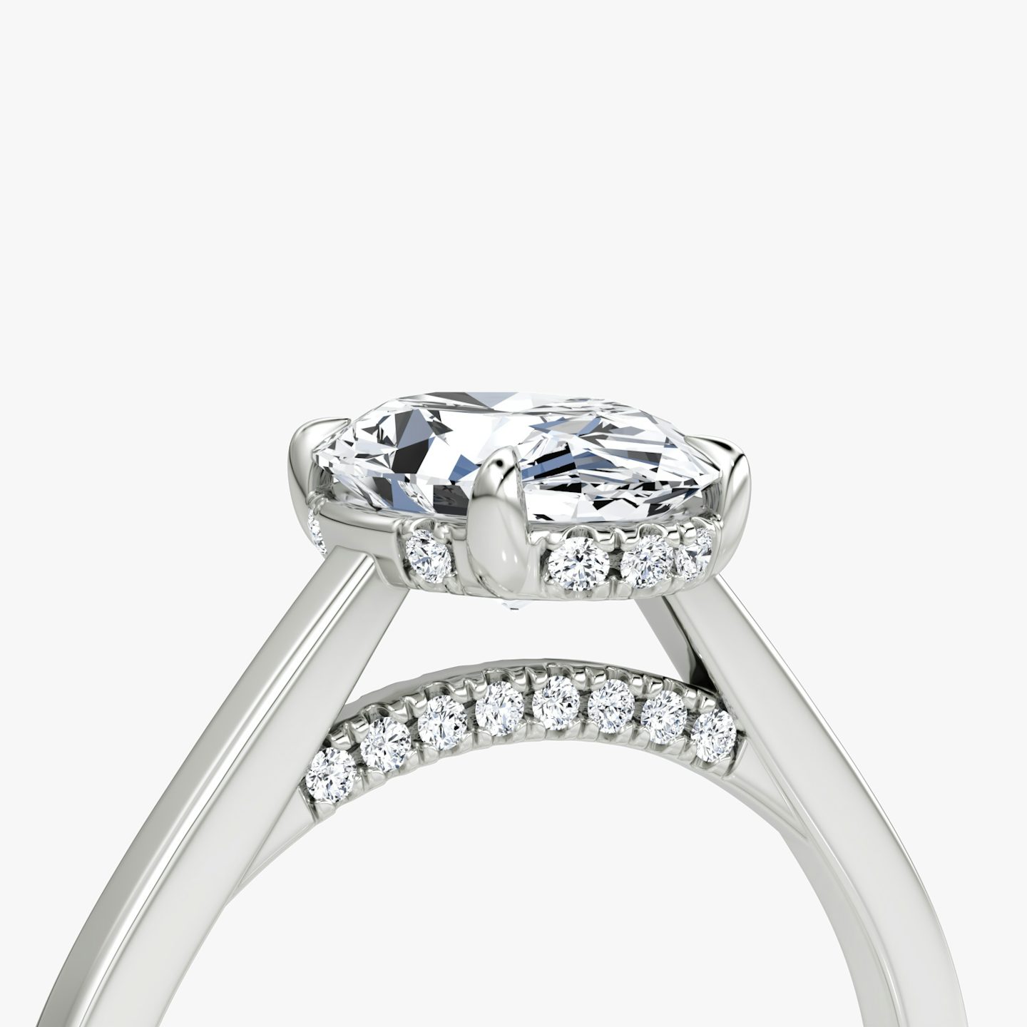 The Pavé Bridge | Oval | Platinum | bandAccent: Plain | diamondOrientation: vertical | caratWeight: other
