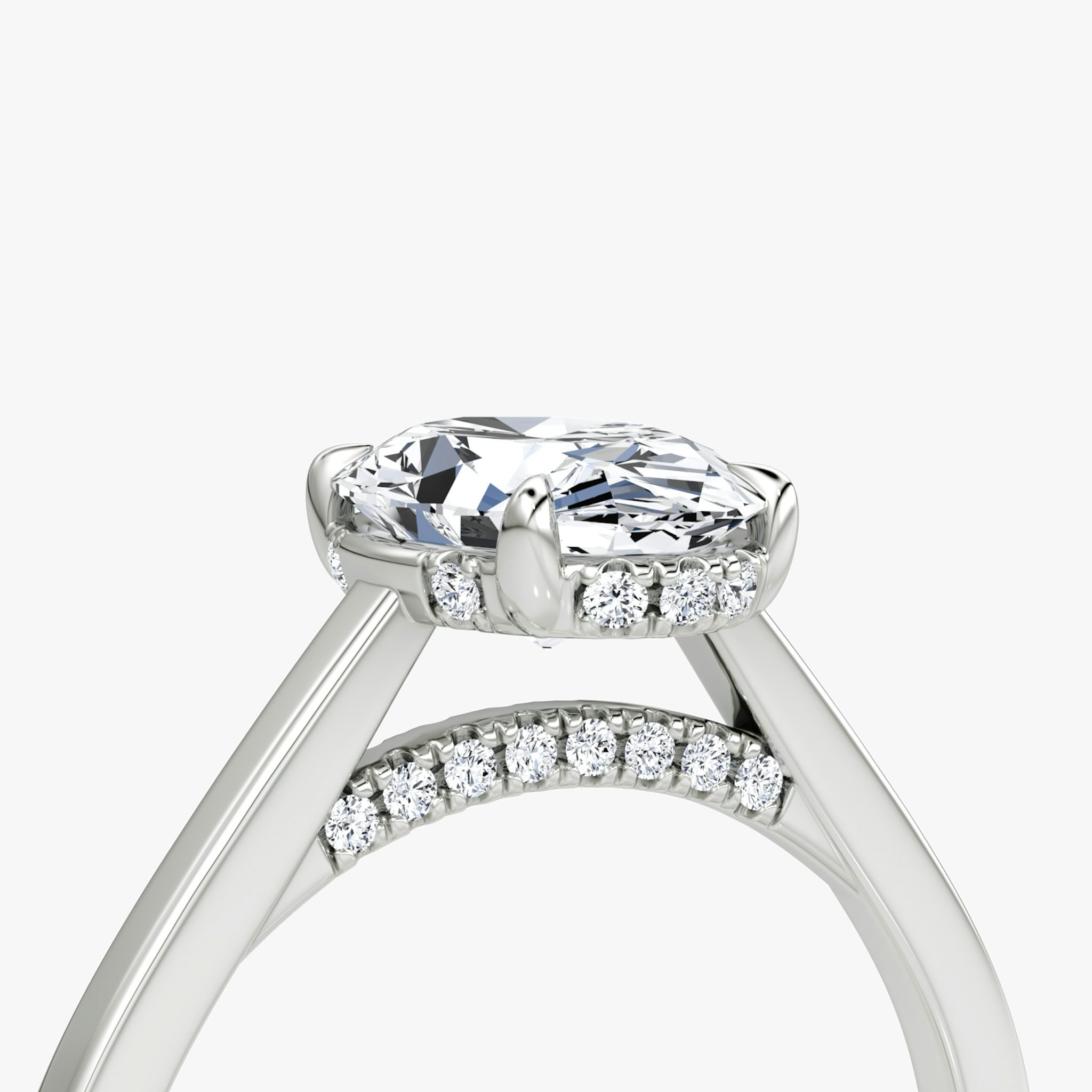 The Pavé Bridge | Oval | 18k | White Gold | bandAccent: Plain | diamondOrientation: vertical | caratWeight: other