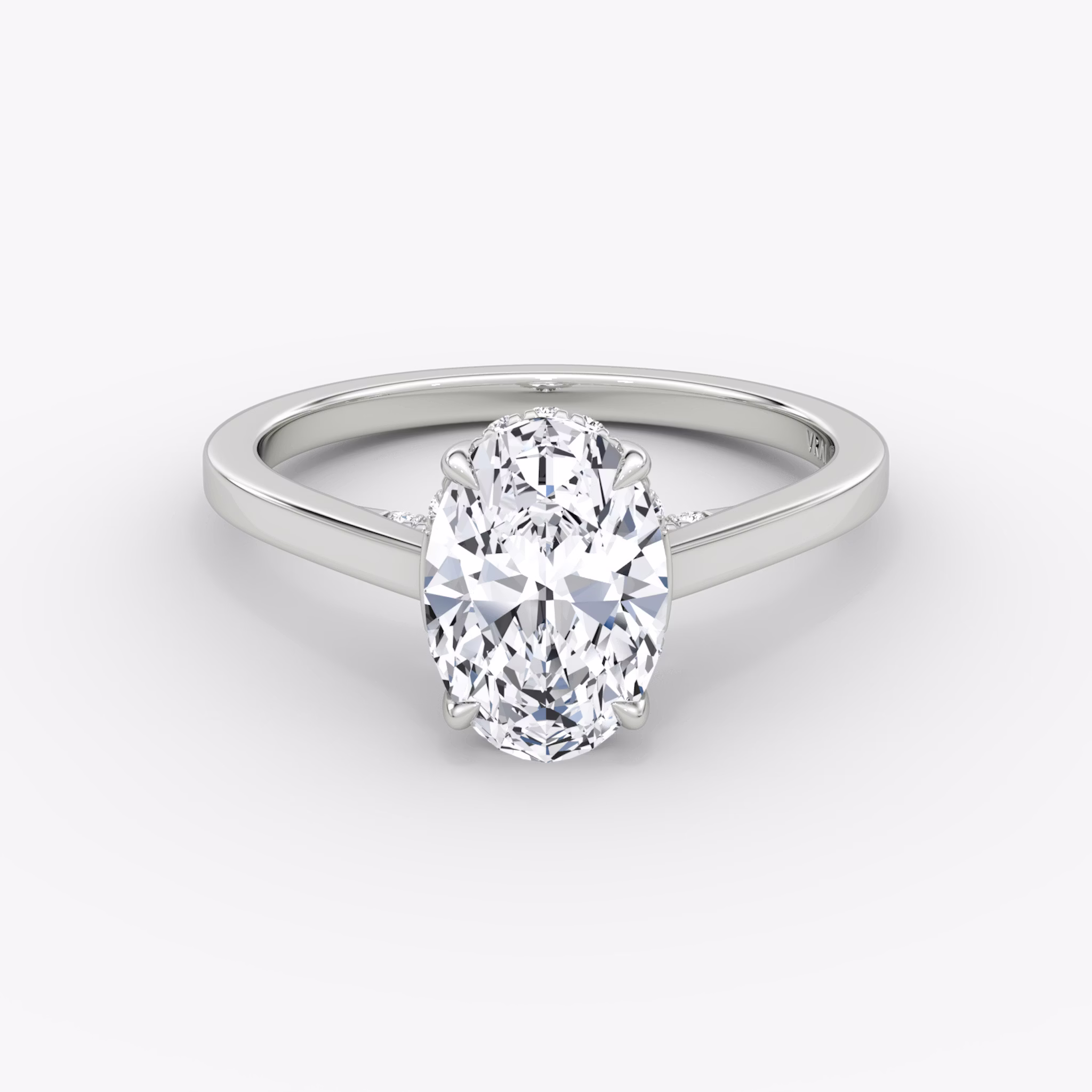 The Pavé Bridge | Oval | 18k | White Gold | bandAccent: Plain | diamondOrientation: vertical | caratWeight: other