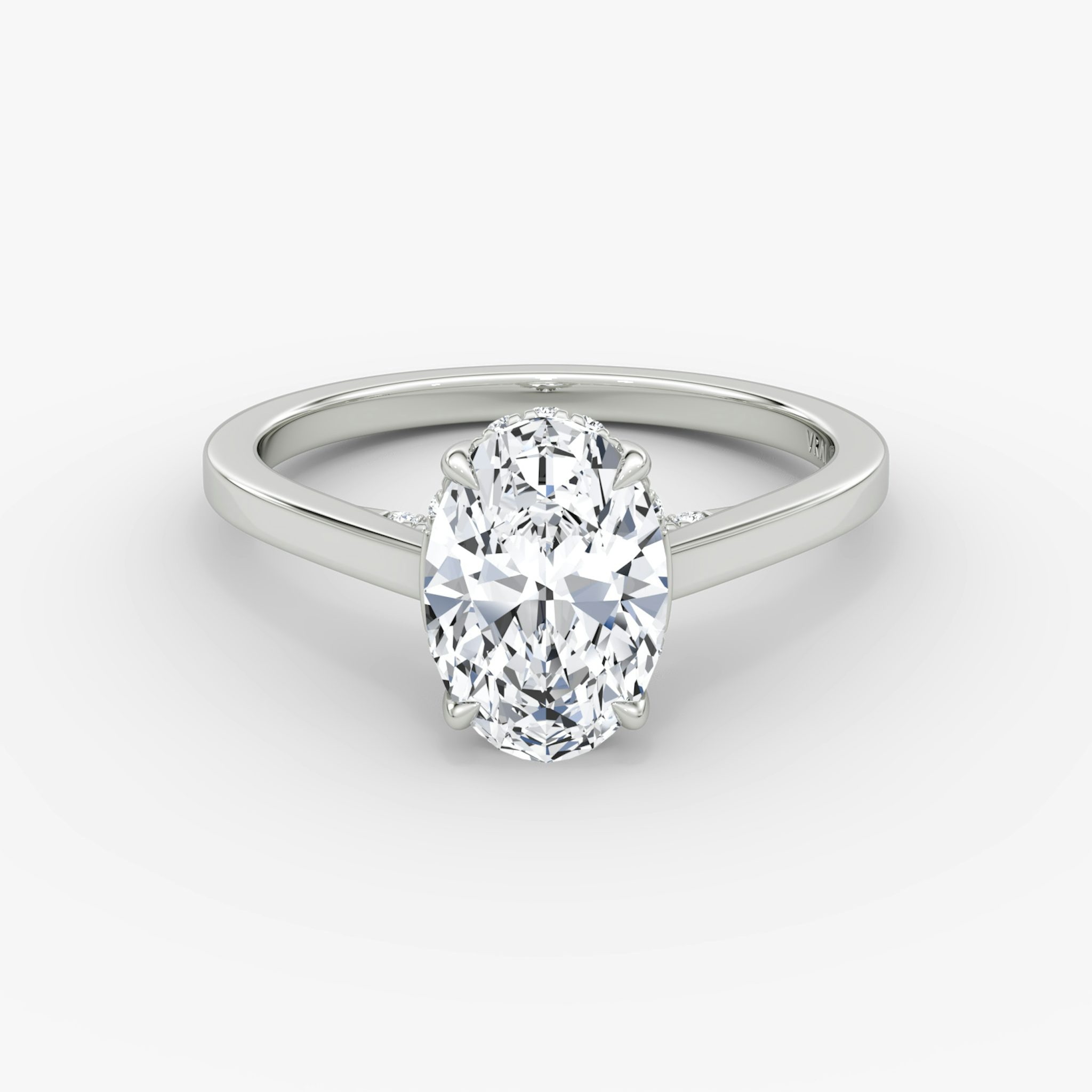 The Pavé Bridge | Oval | 18k | White Gold | bandAccent: Plain | diamondOrientation: vertical | caratWeight: other