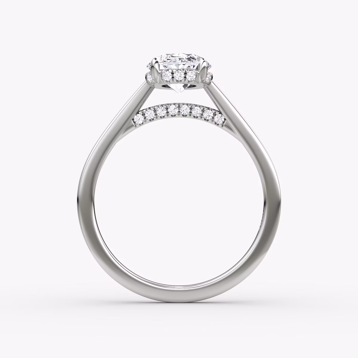 The Pavé Bridge | Oval | 18k | White Gold | bandAccent: Plain | diamondOrientation: vertical | caratWeight: other