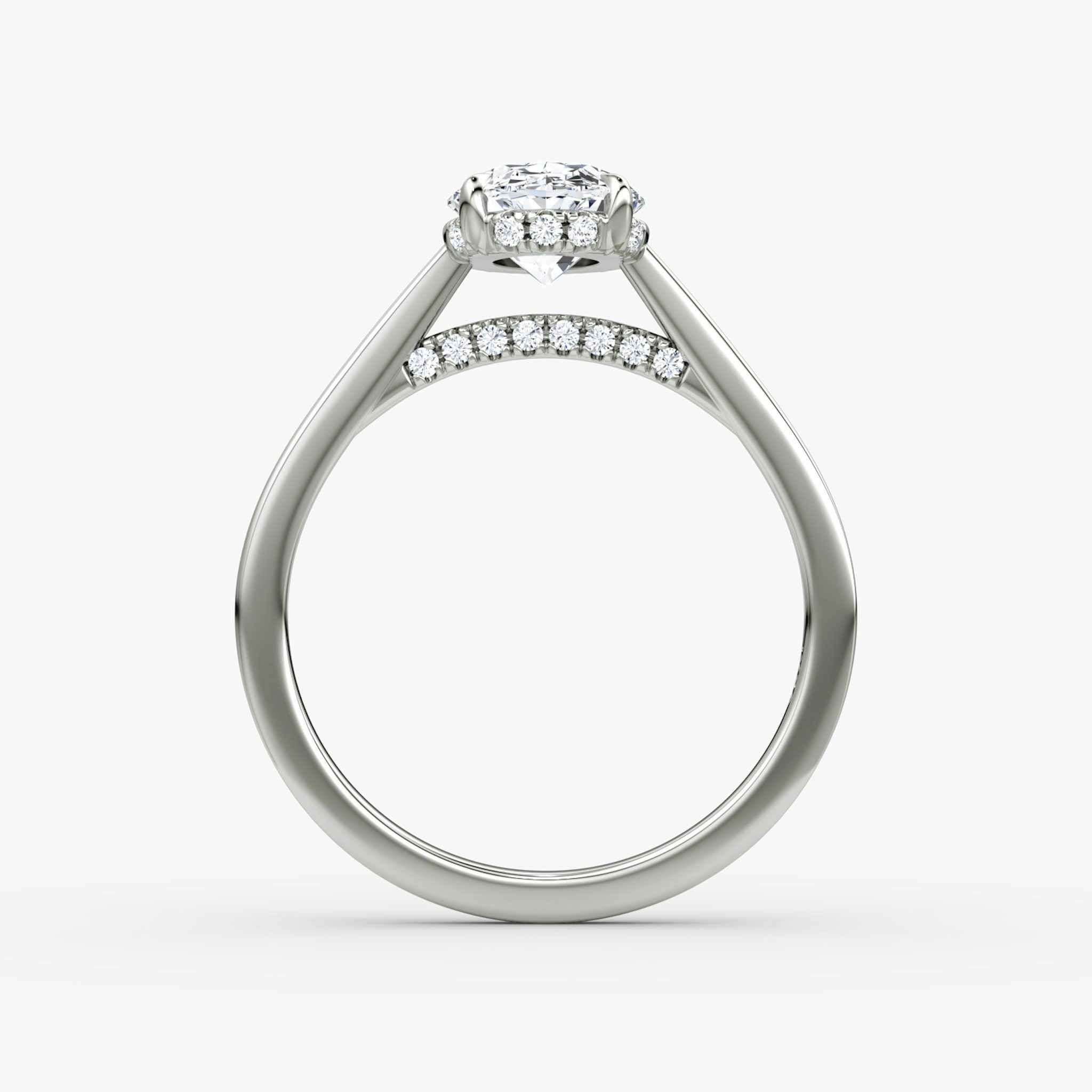 The Pavé Bridge | Oval | 18k | White Gold | bandAccent: Plain | diamondOrientation: vertical | caratWeight: other